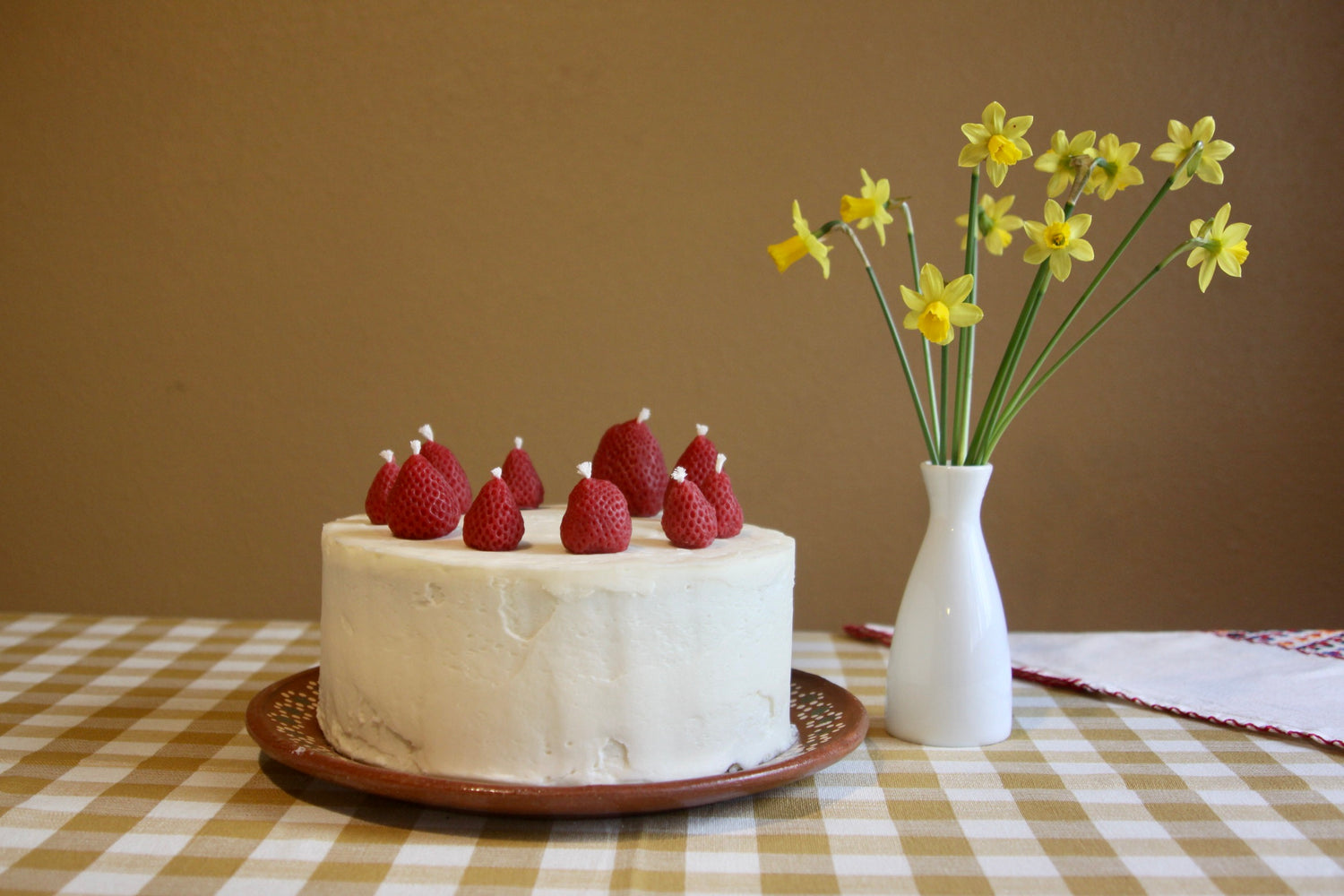Beeswax Raspberry Birthday Candles