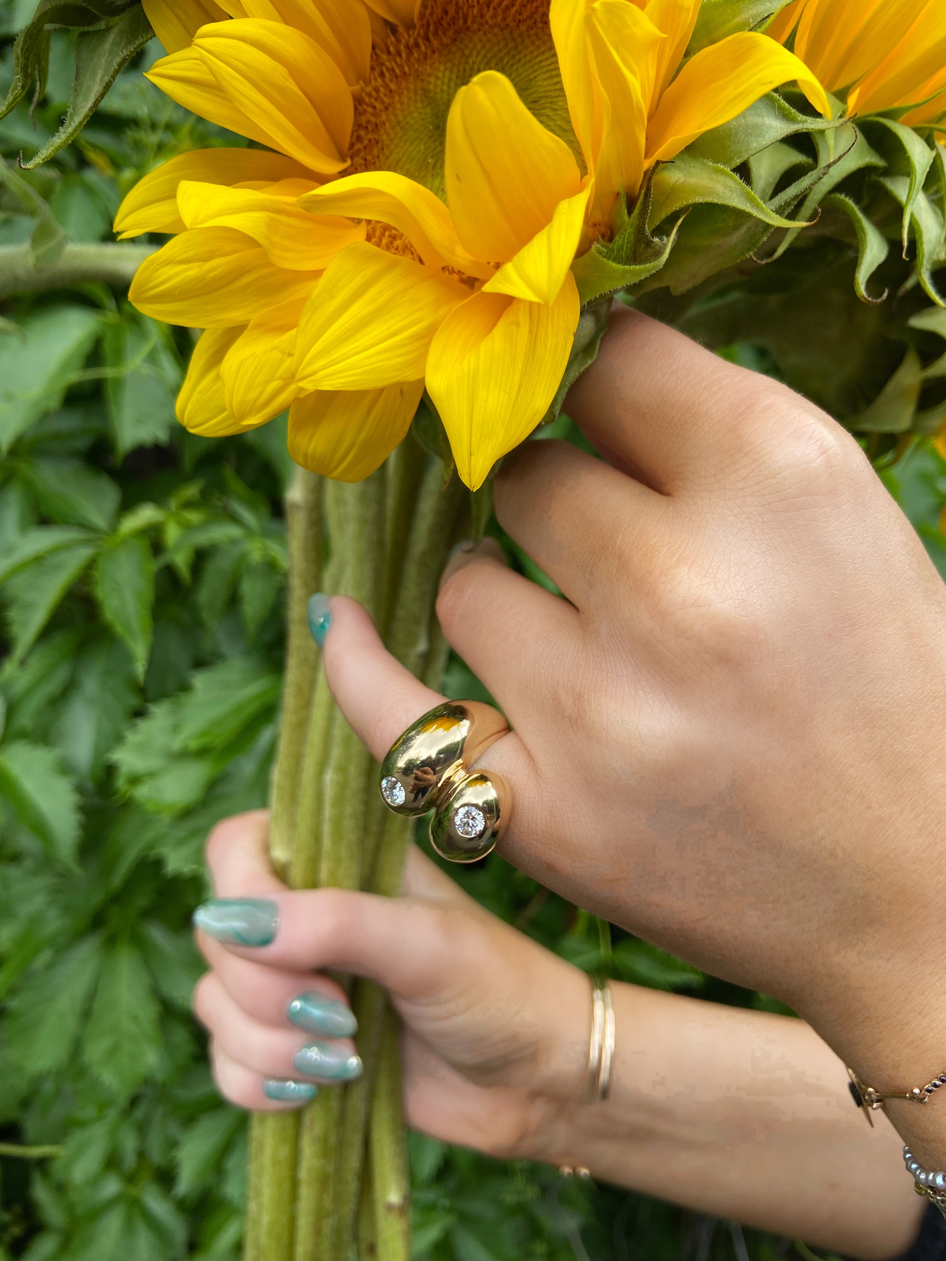 Gabriela Artigas Double Apse Ring with Double Bezel Diamonds Classic