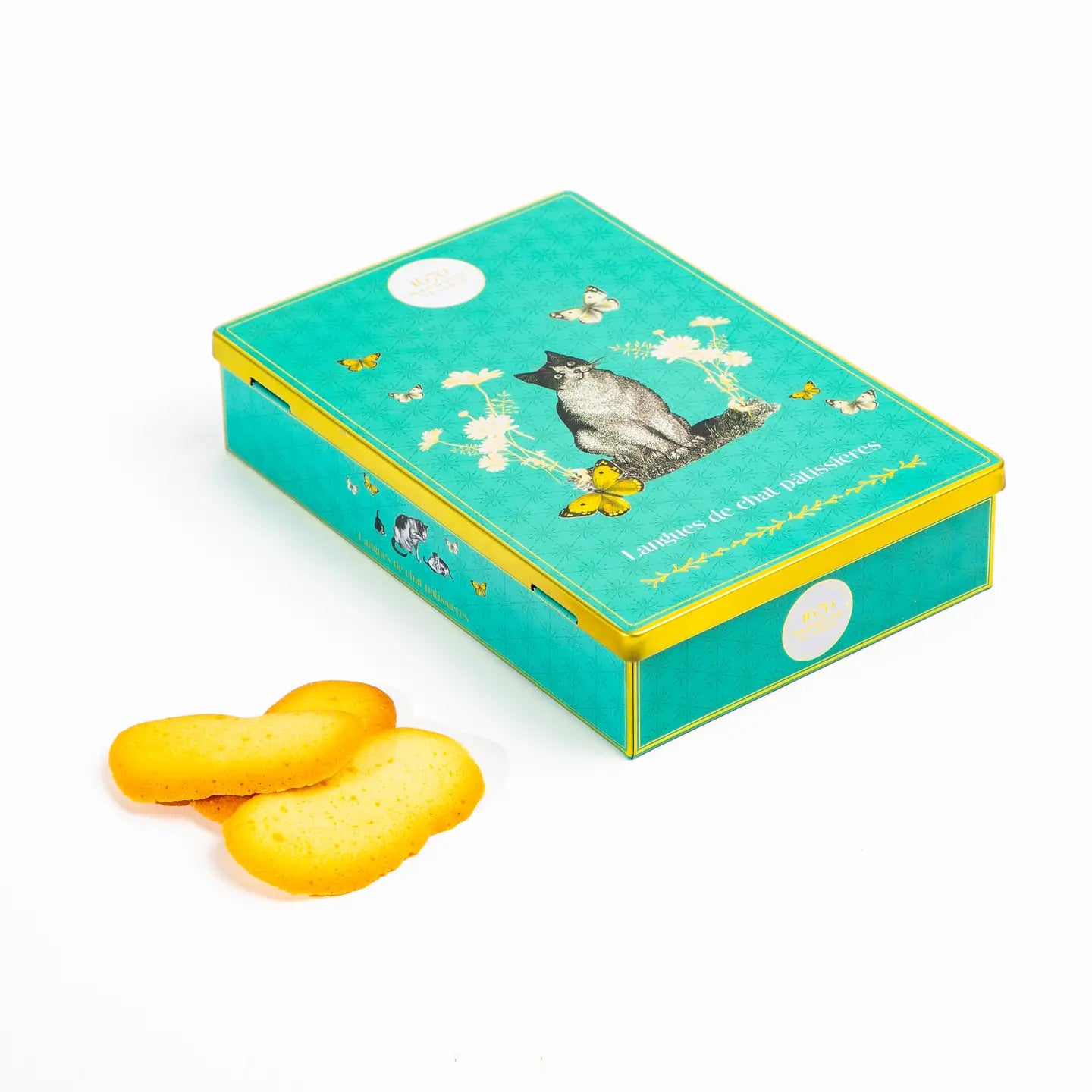 La Sablesienne Cat Tongue Biscuits in a Decorative Metal Box