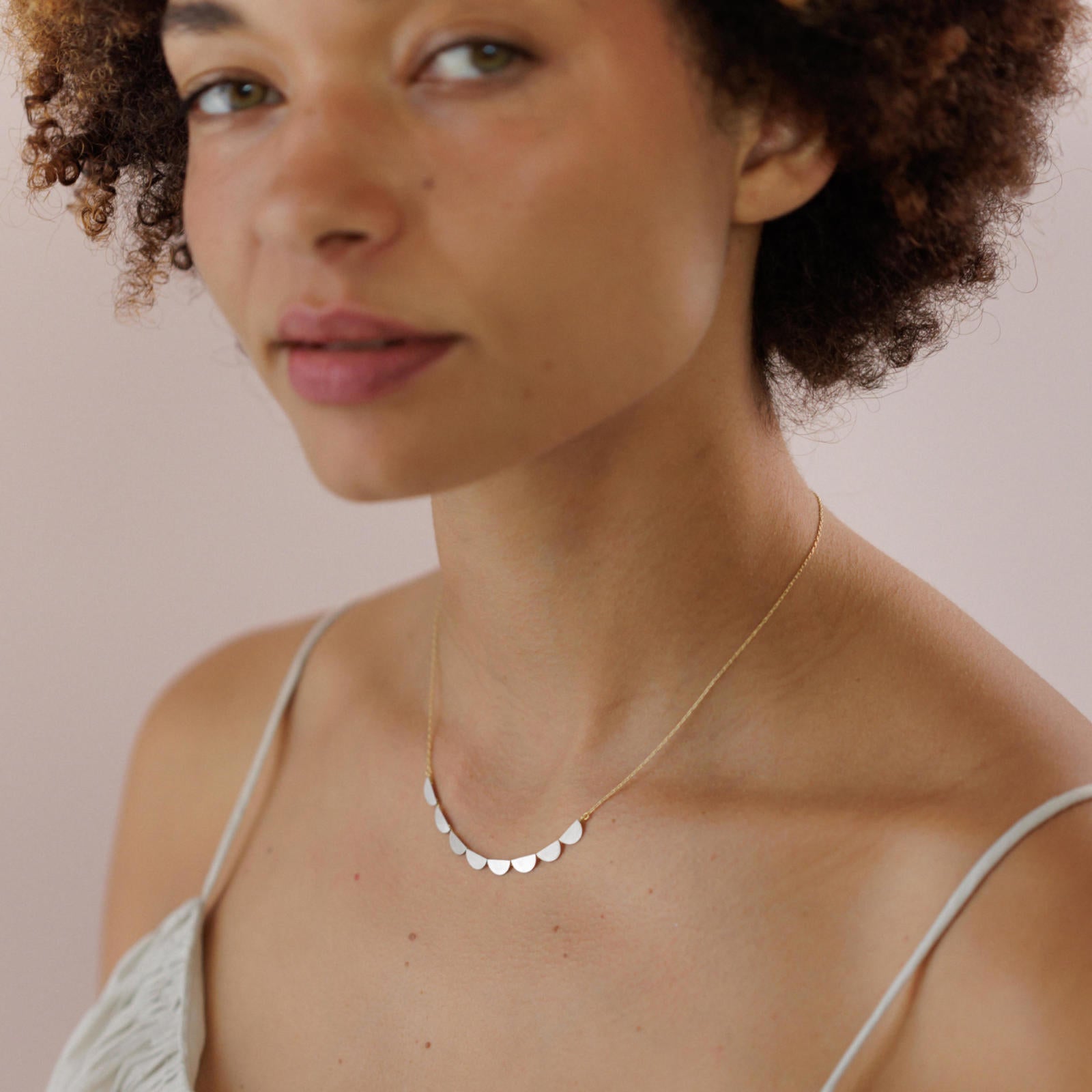 Sia Taylor 18k & Platinum Half Moon Necklace 16.5"