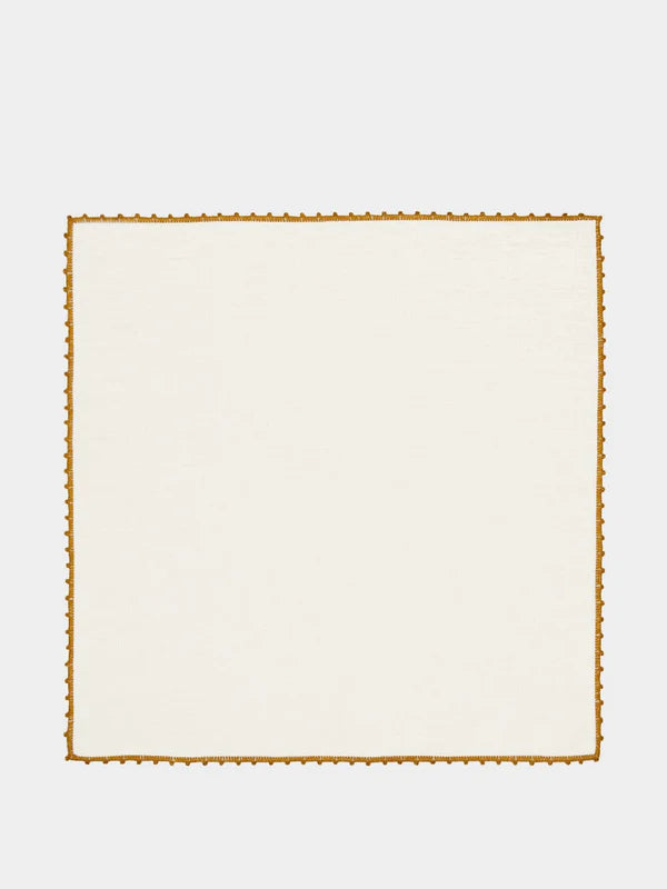 TERESA WHITE LINEN NAPKINS WITH HAND EMBROIDERY, SET OF 4