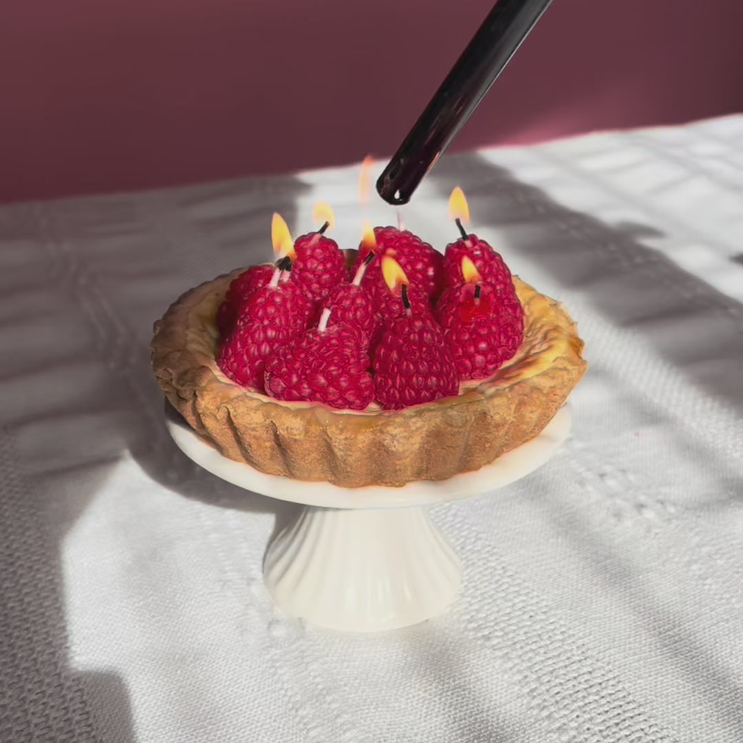 Beeswax Raspberry Birthday Candles
