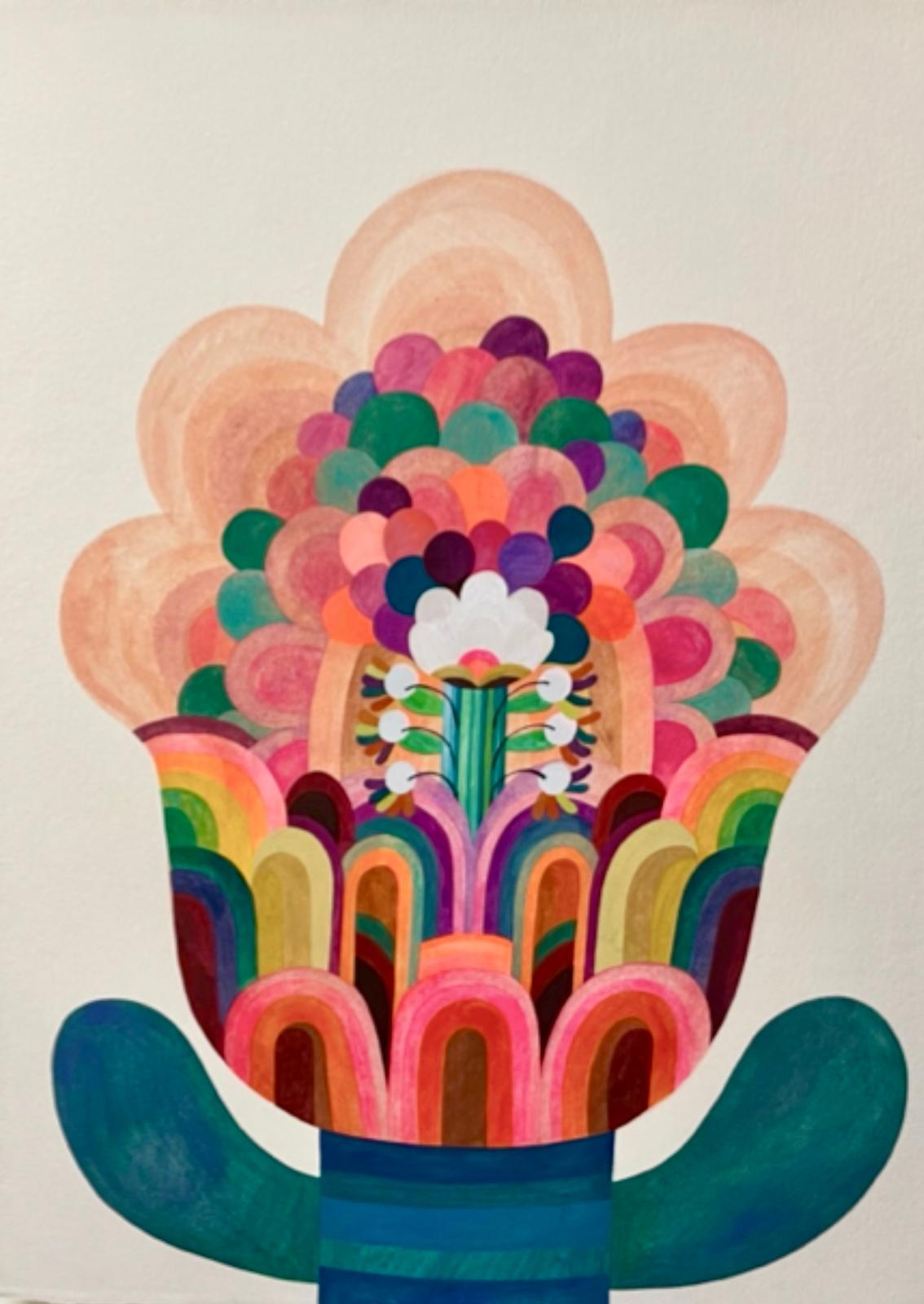 Caroline Rennequin Medium Framed Flower Painting 21.65" x 29.53"