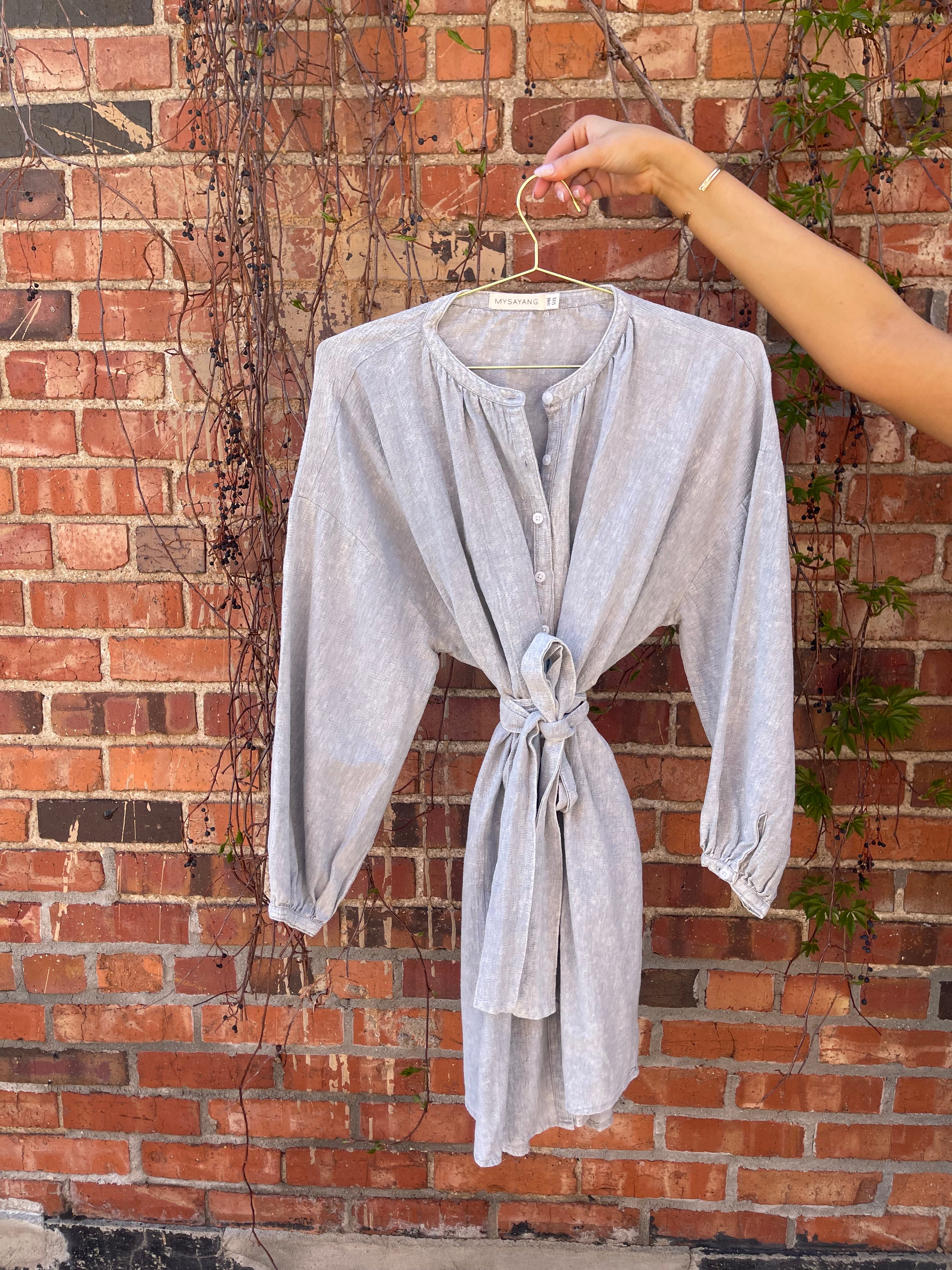 Bayu Short Dress, 100% Nila Linen Cotton, One Size