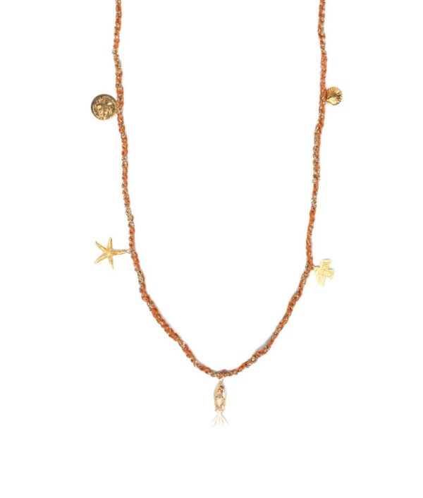 Frida Long Necklace, Five Charms