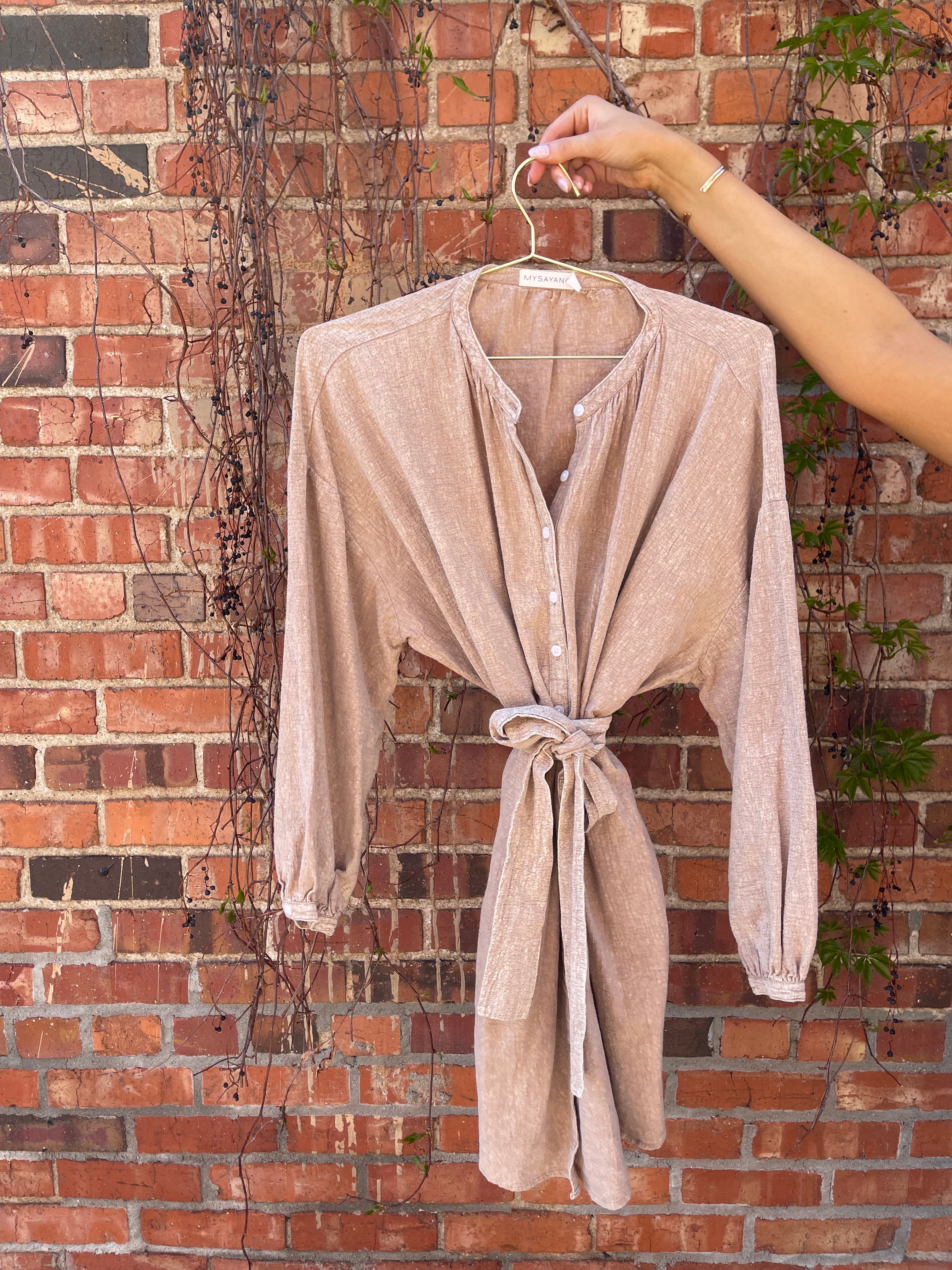 Bayu Short Dress, 100% Nila Linen Cotton, One Size