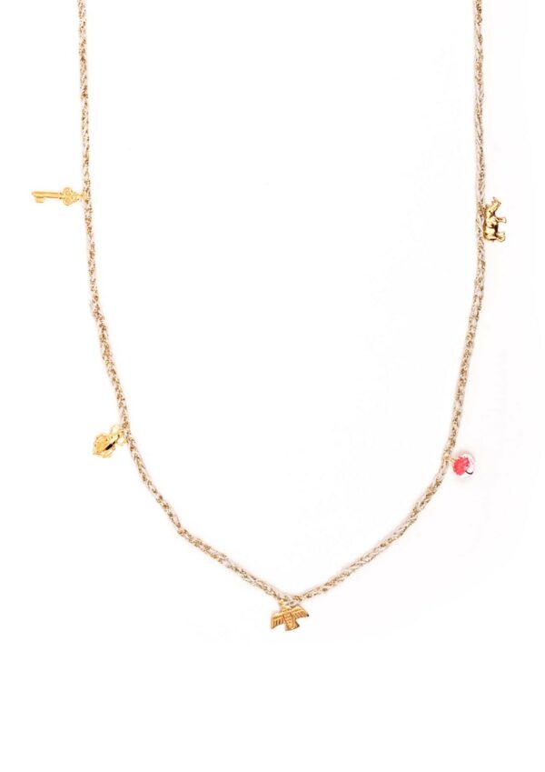 Frida Long Necklace, Five Charms