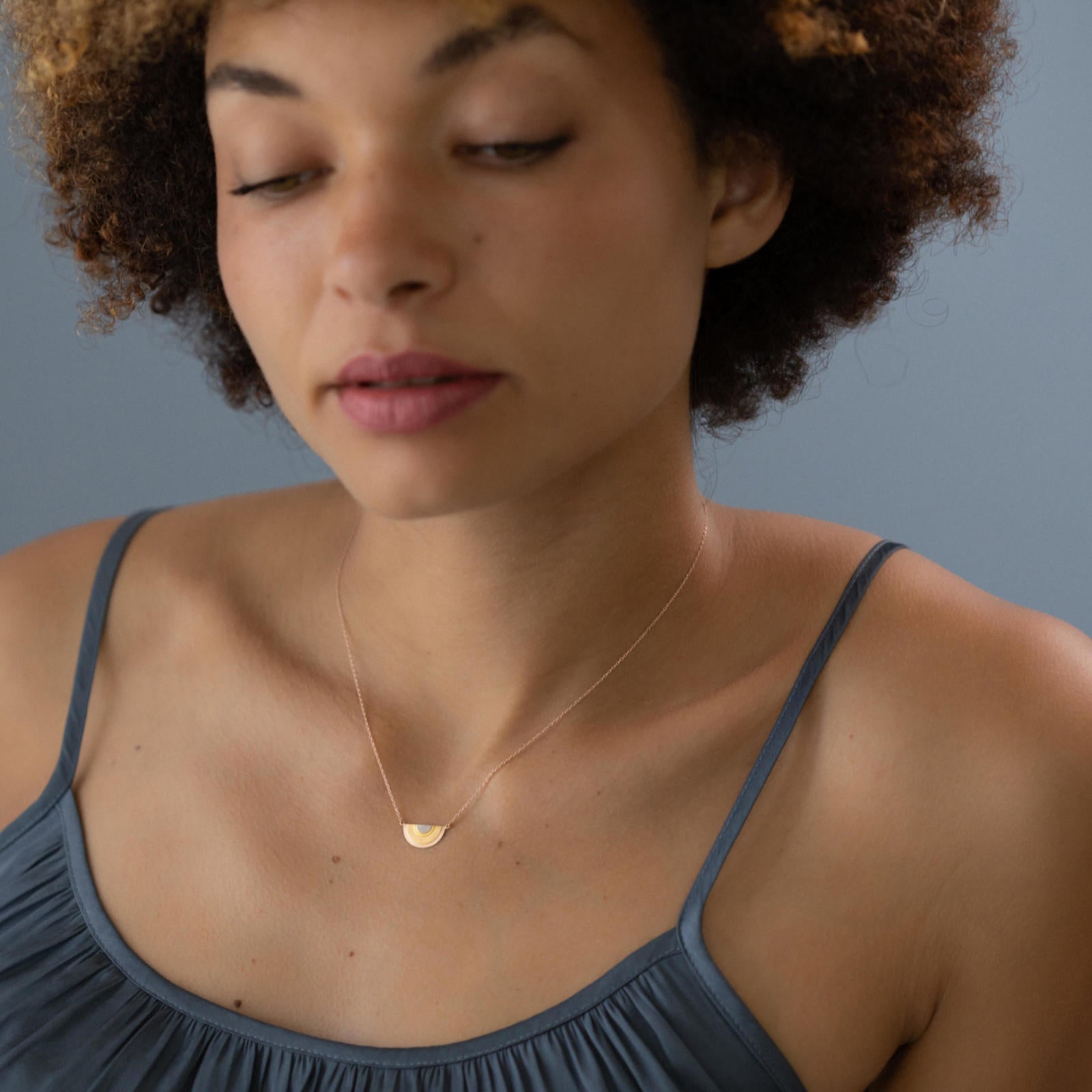 Sia Taylor 14k Rainbow Gold Sun Halo Pendant 16.5"
