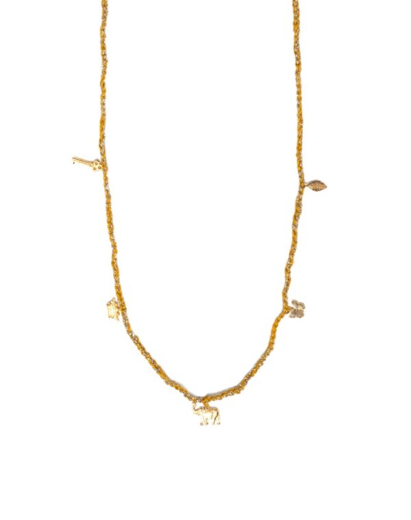 Frida Long Necklace, Five Charms