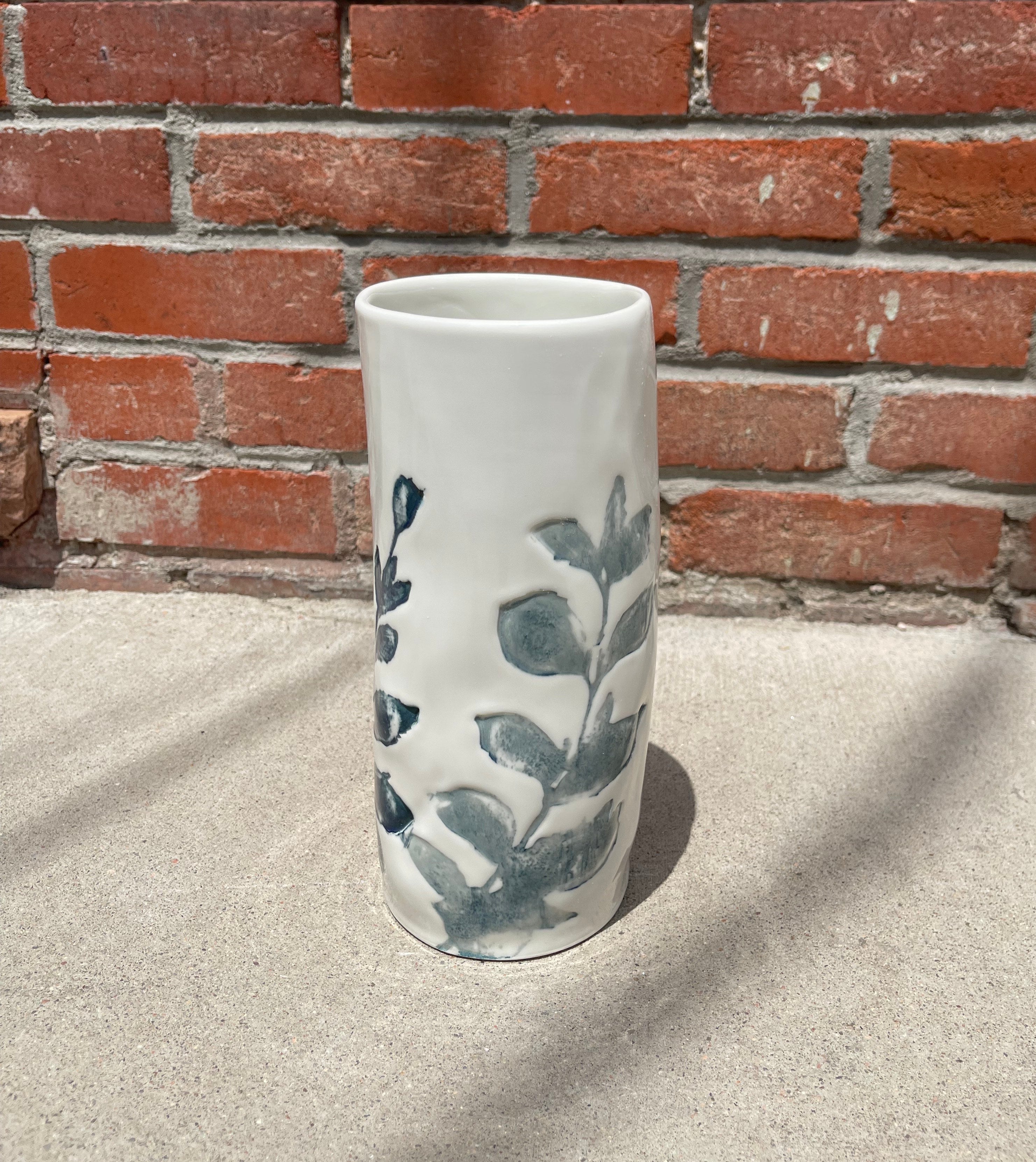 Porcelain Vase Giardino, Green 4.33"d. x 10"h.