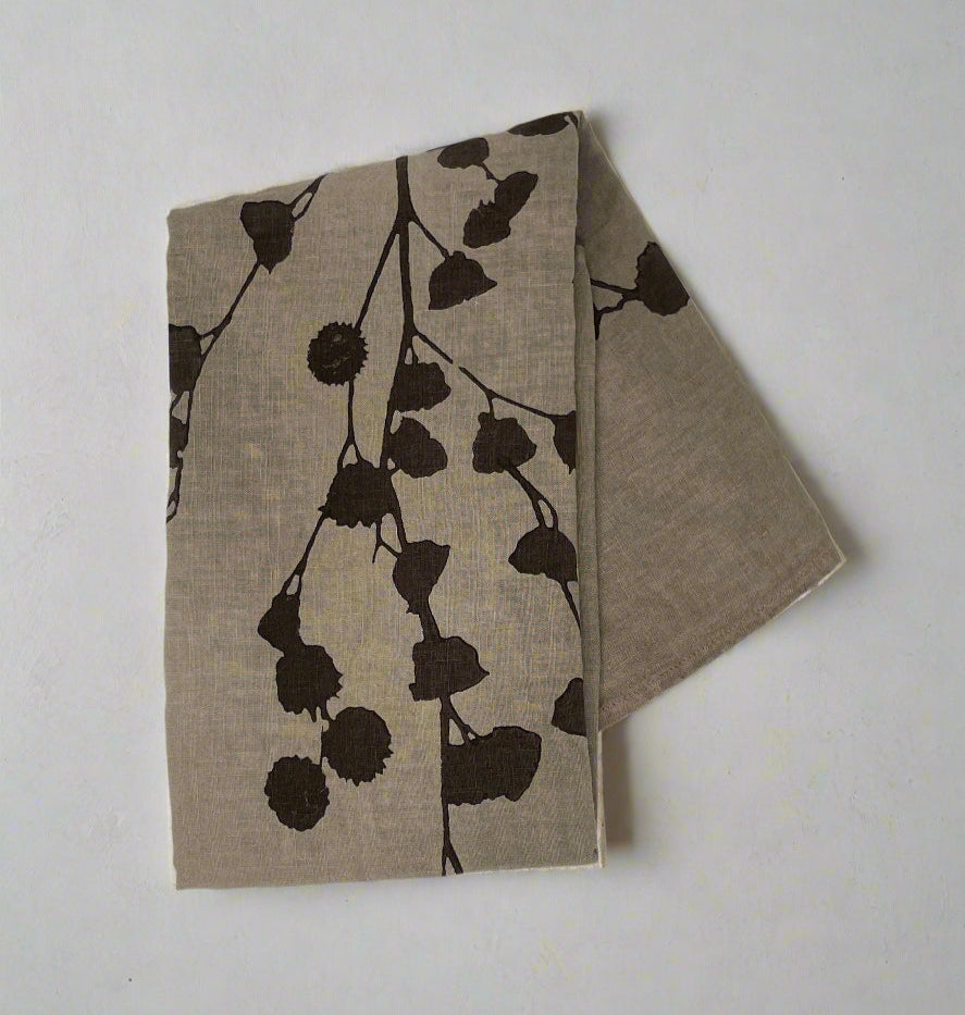 Tea Towel 100% Crumpled Linen, Twiggy 22" x 27.5"