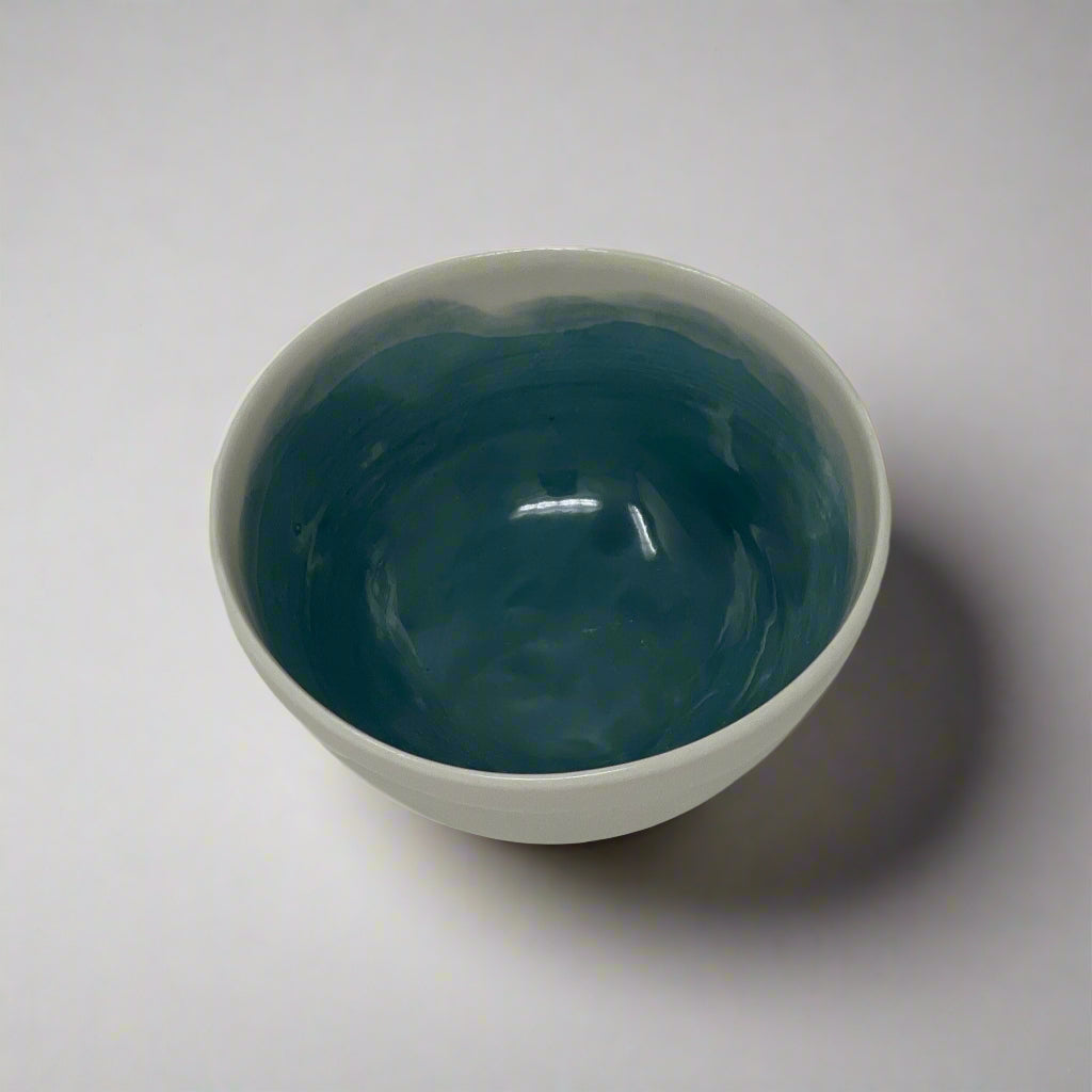 Porcelain Bowl with Watercolor Interior 2.5" Diameter