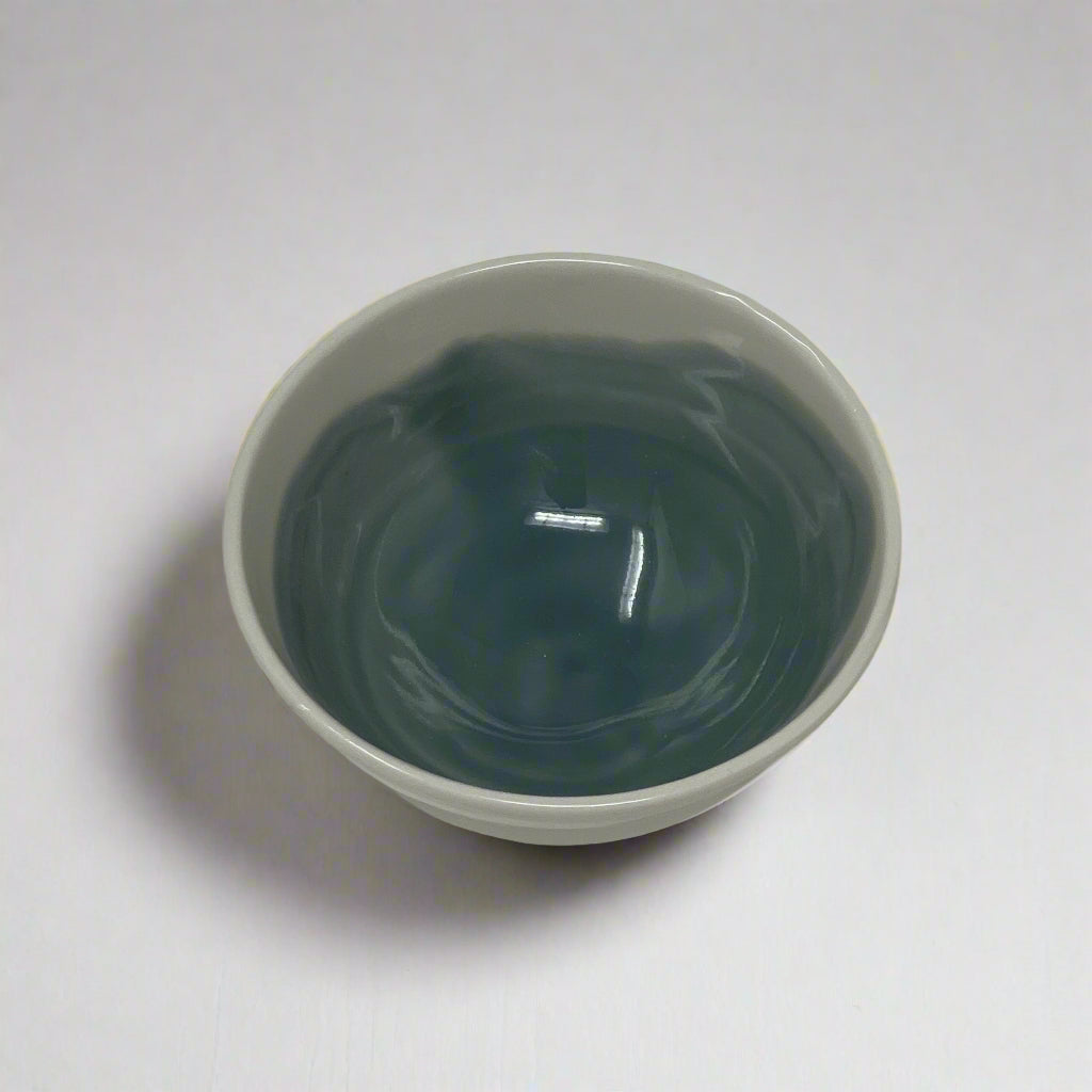 Porcelain Bowl with Watercolor Interior 2.5" Diameter