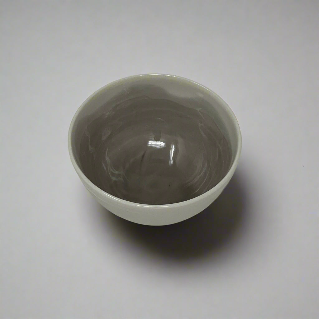 Porcelain Bowl with Watercolor Interior 2.5" Diameter