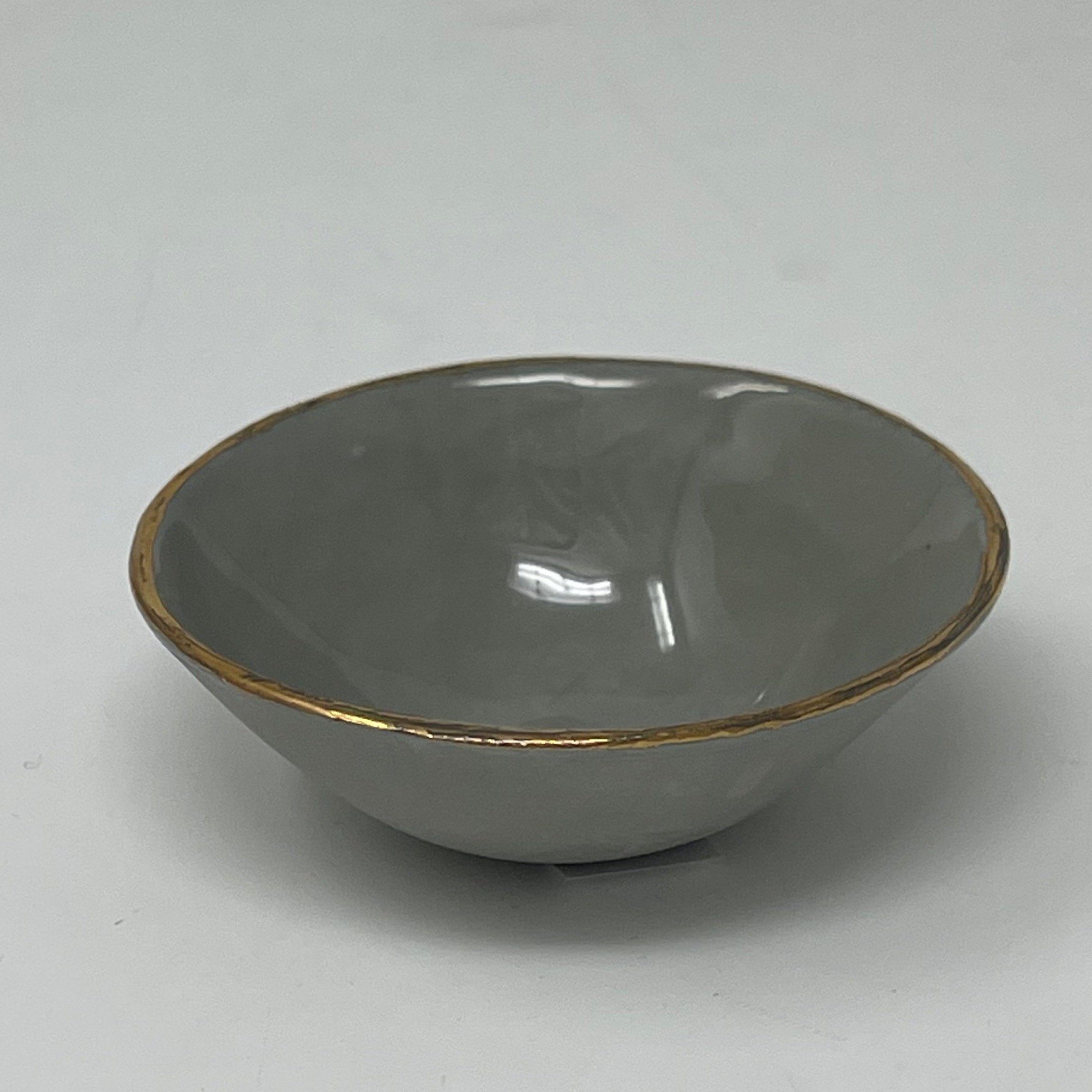 Porcelain Watercolor Bowl with Gold Trim 2.5" Diameter
