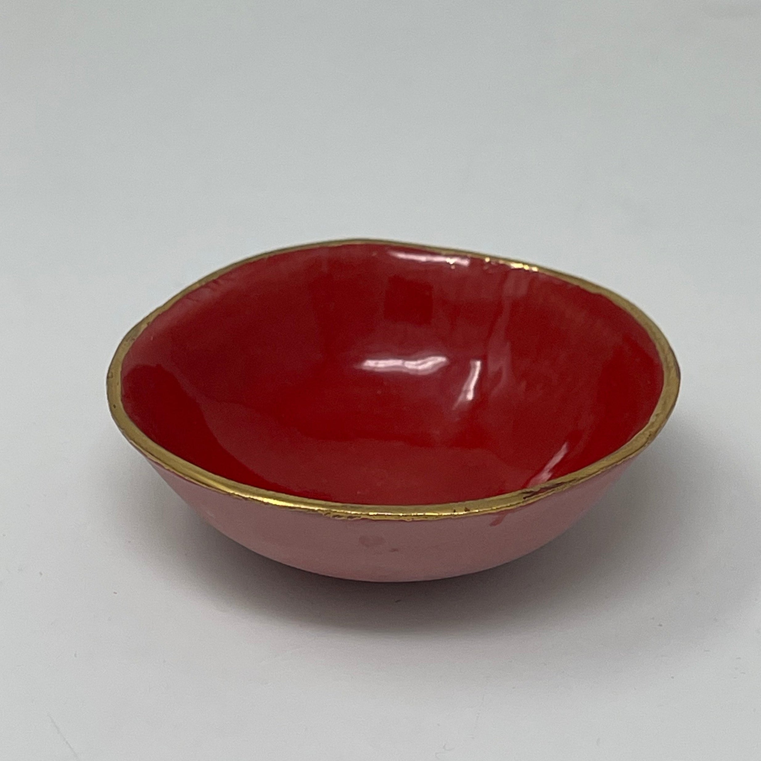Porcelain Watercolor Bowl with Gold Trim 2.5" Diameter