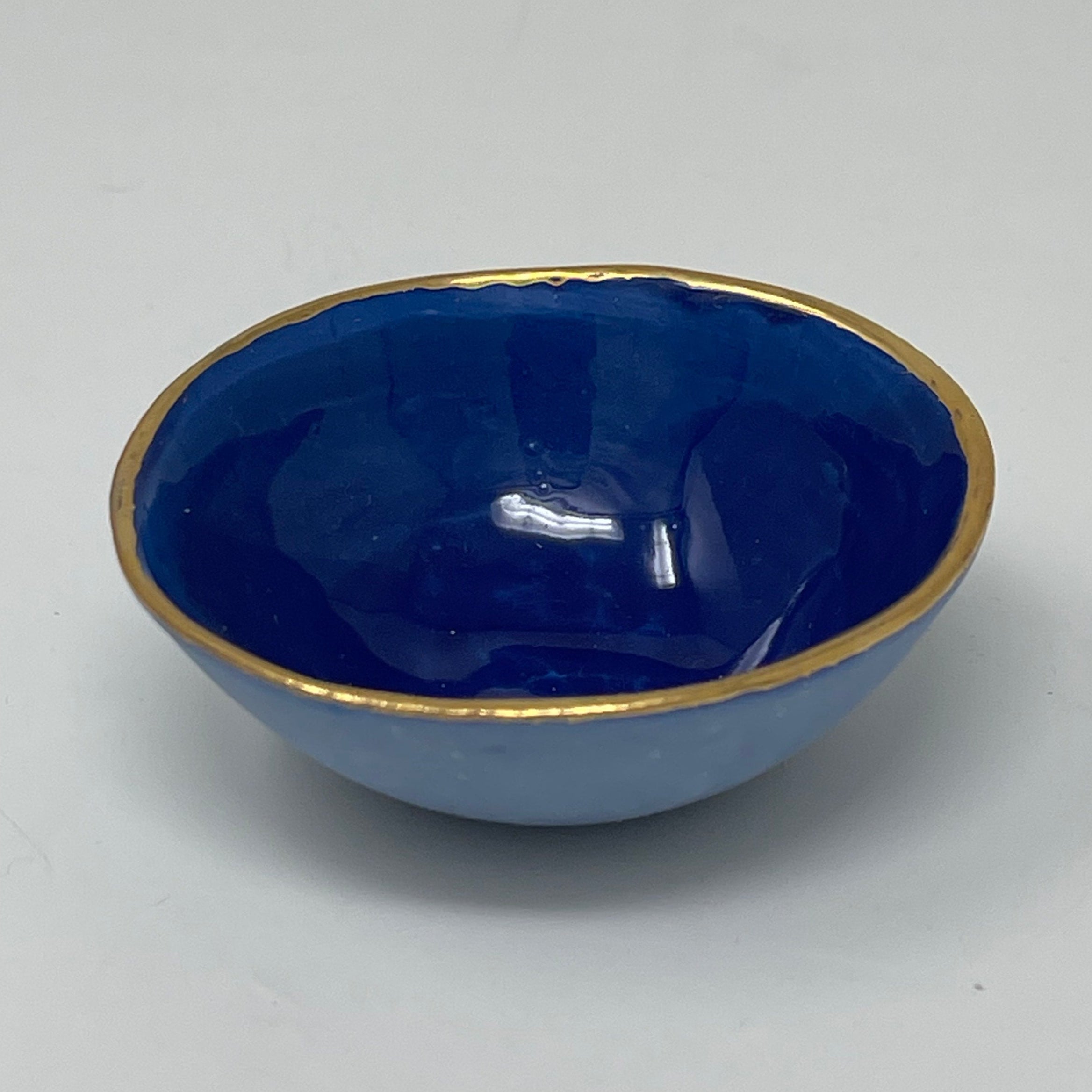 Porcelain Watercolor Bowl with Gold Trim 2.5" Diameter