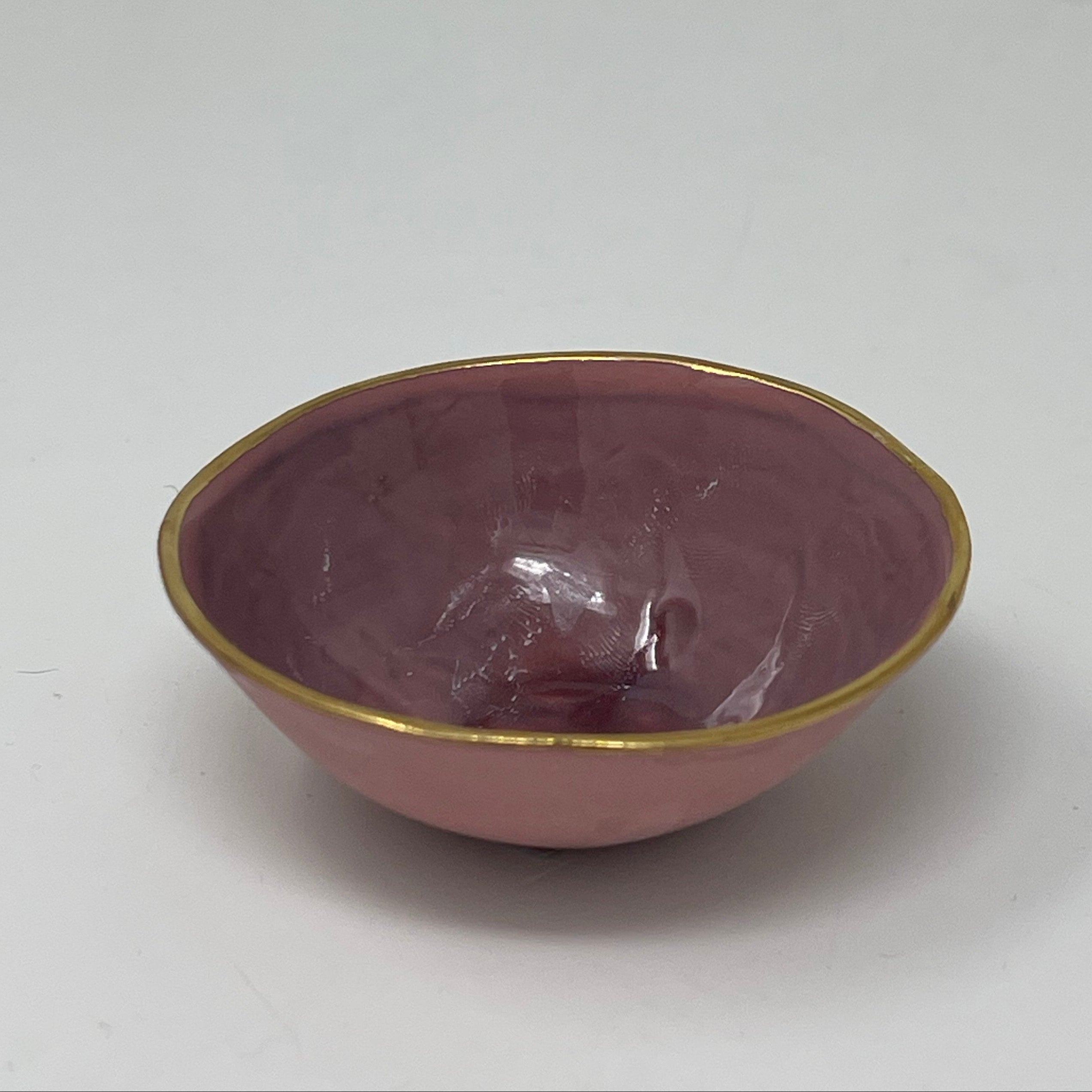 Porcelain Watercolor Bowl with Gold Trim 2.5" Diameter