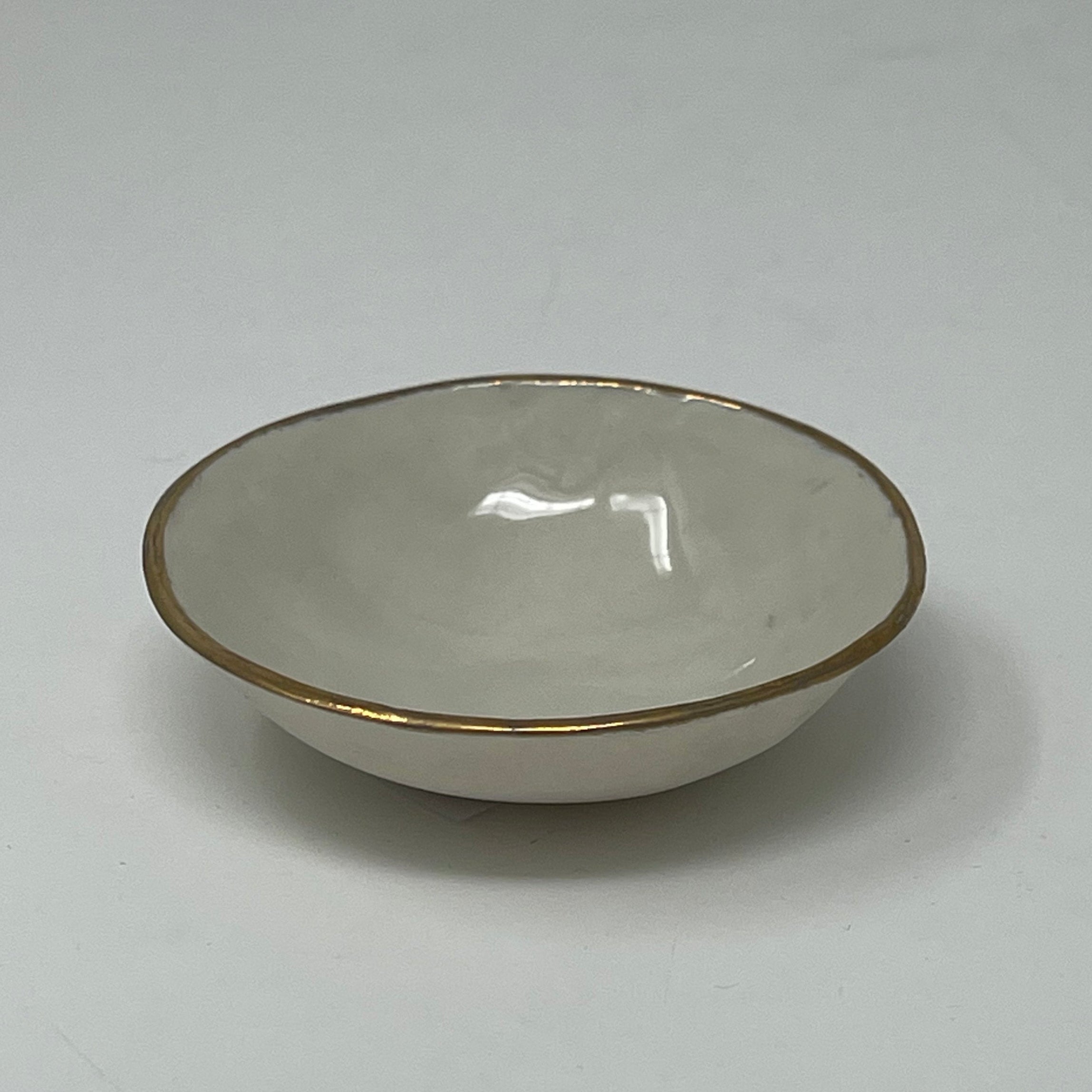 Porcelain Watercolor Bowl with Gold Trim 2.5" Diameter