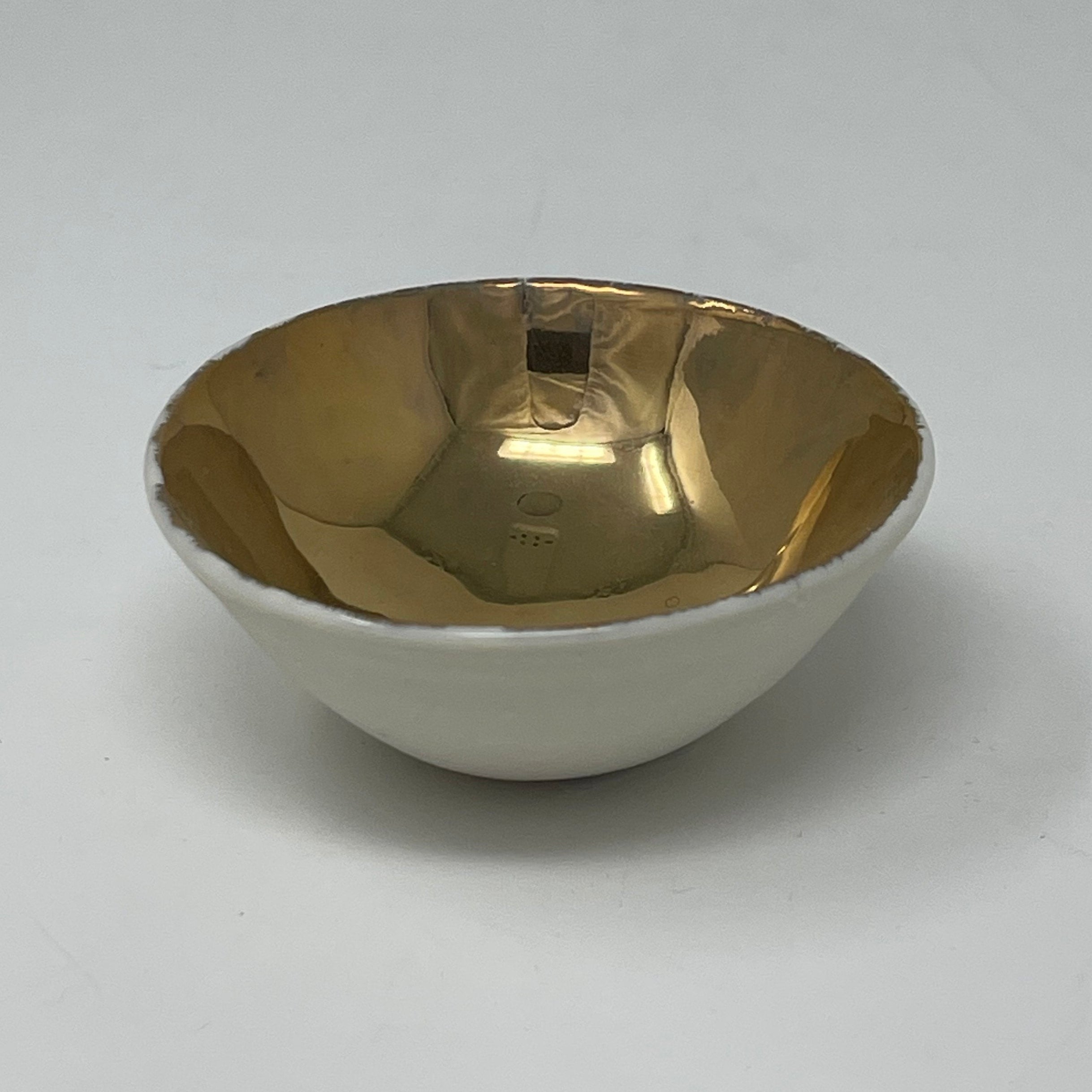 Porcelain Watercolor Bowl with Gold Trim 2.5" Diameter