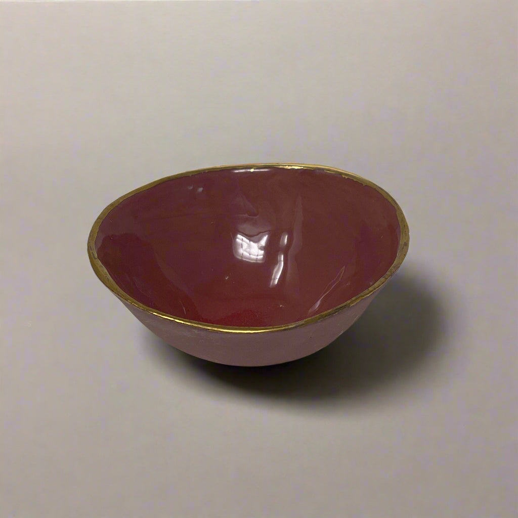 Porcelain Watercolor Bowl with Gold Trim 2.5" Diameter
