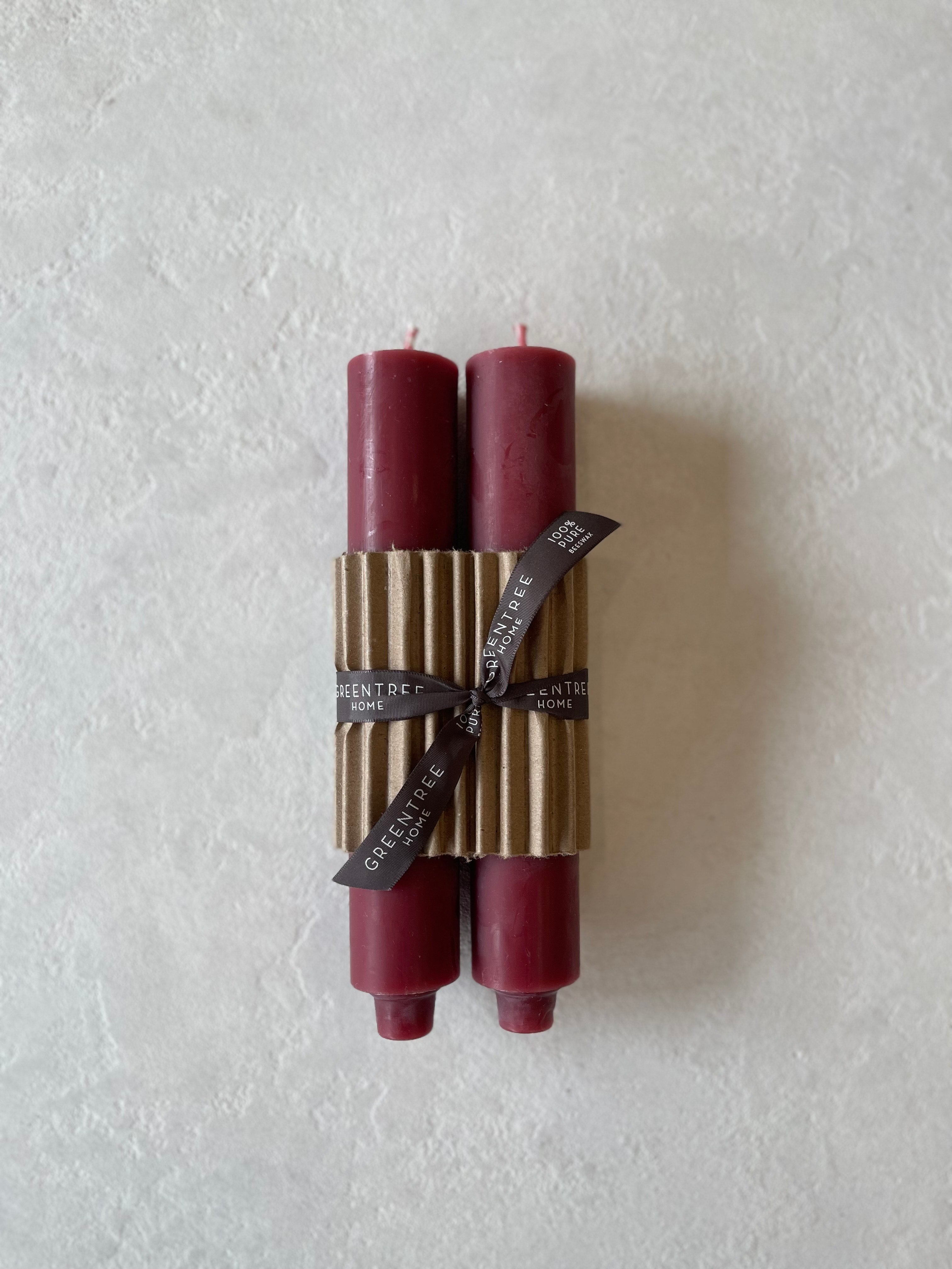 Pair of Beeswax Column Candles. 9" x 1.5"