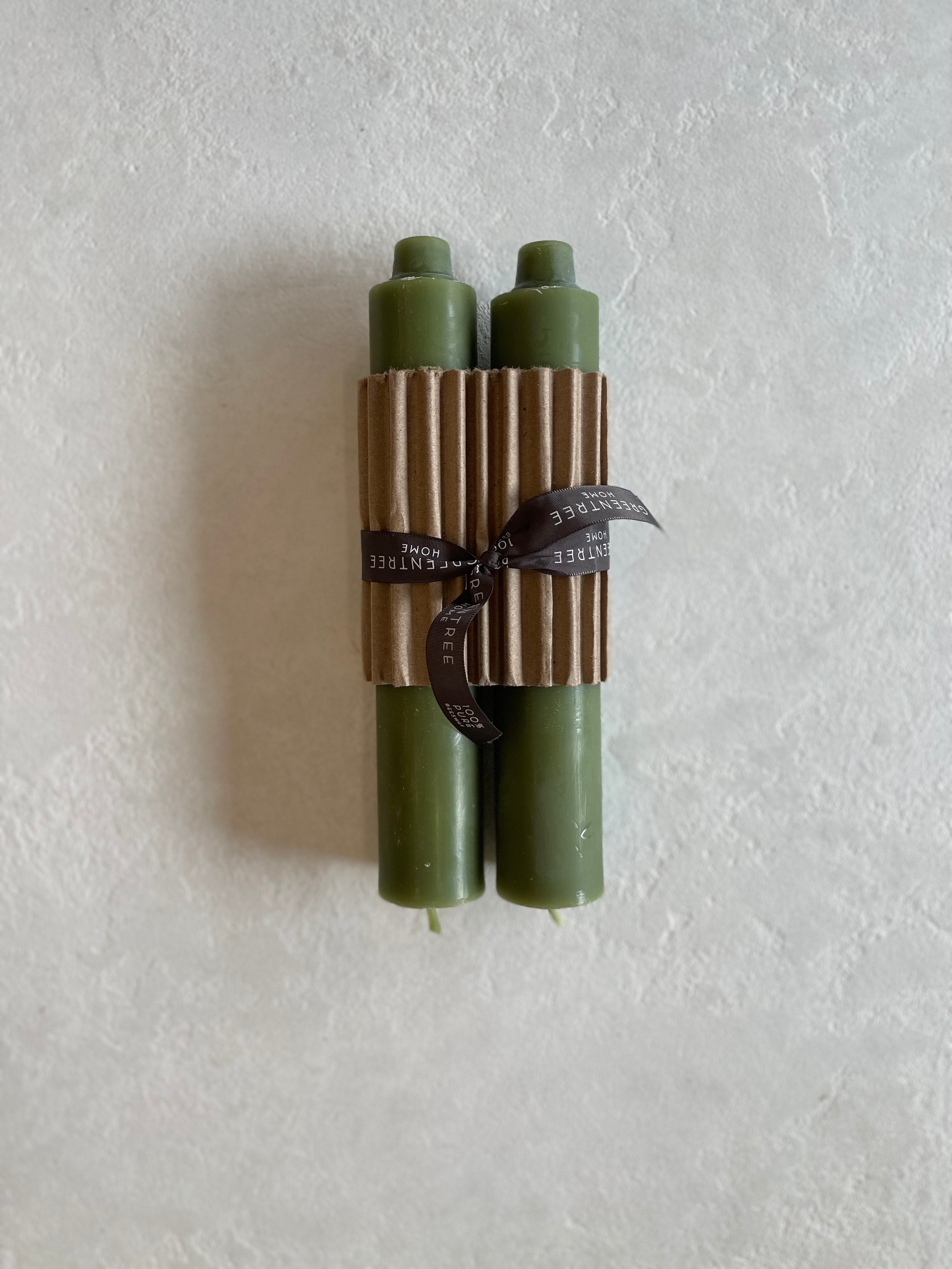 Pair of Beeswax Column Candles. 9" x 1.5"