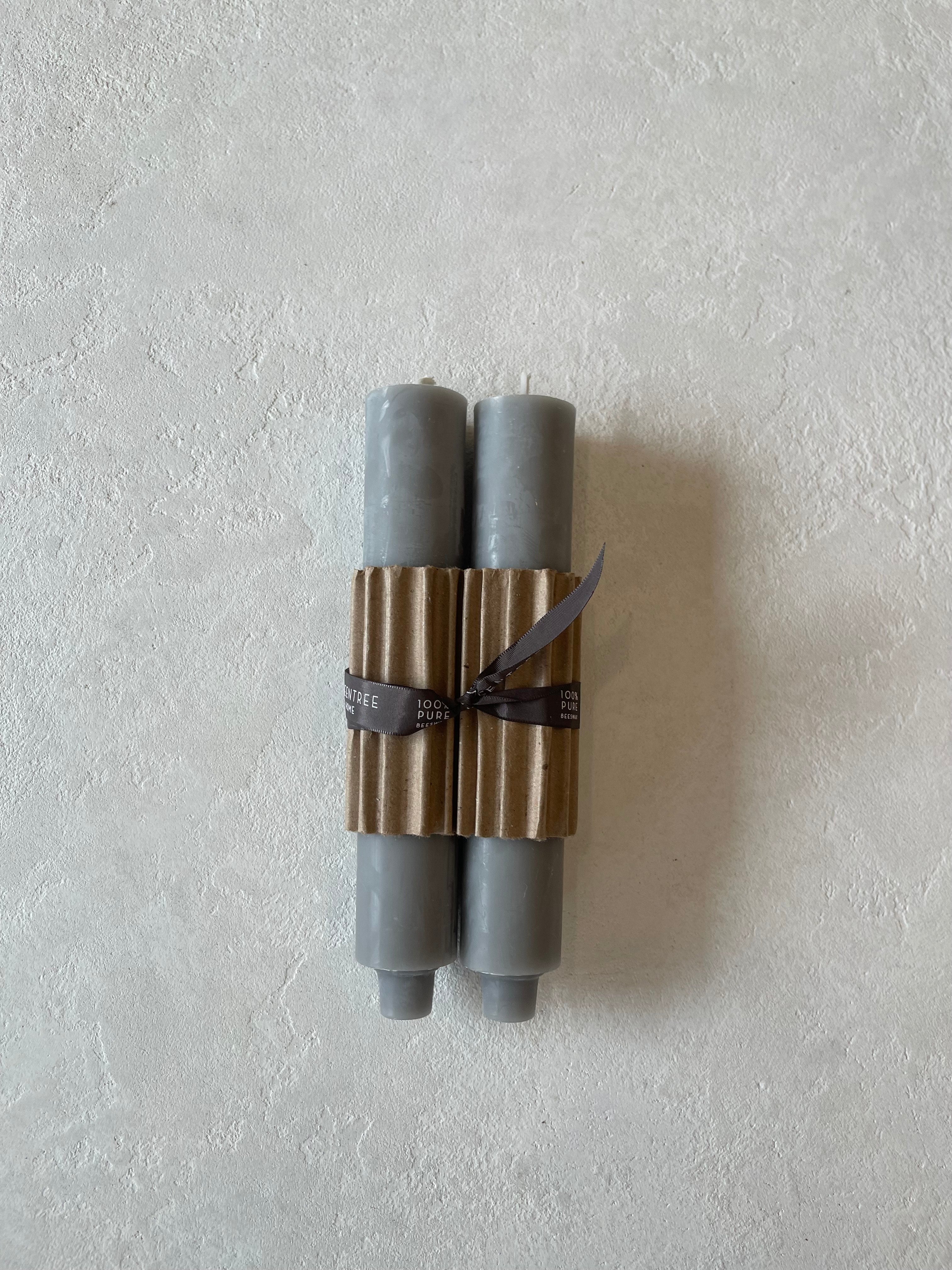 Pair of Beeswax Column Candles. 9" x 1.5"