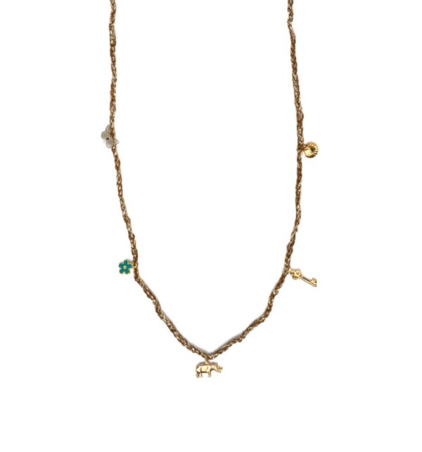 Frida Long Necklace, Five Charms