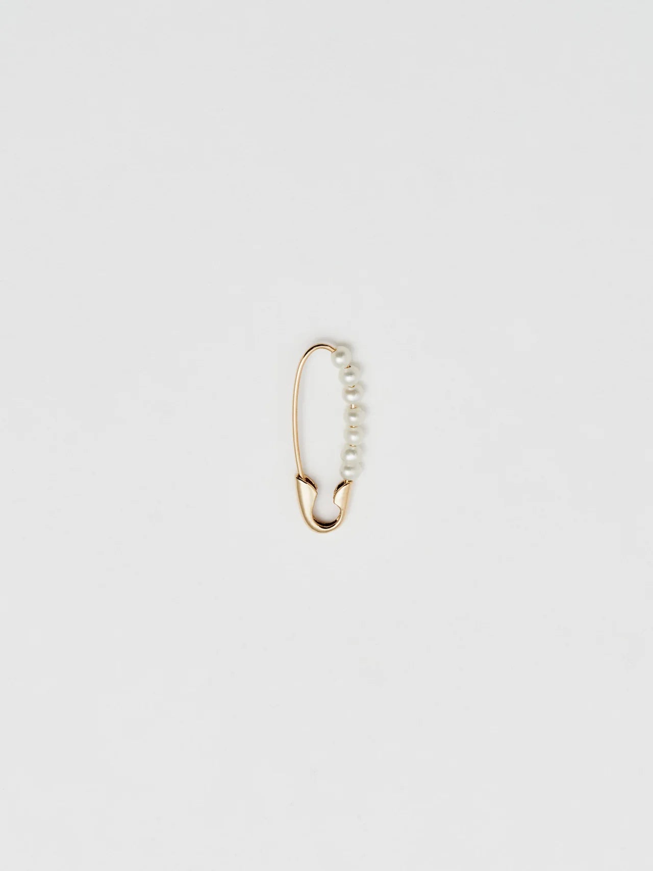 Loren Stewart Single Friendship Seed Pearl Safety Pin Earring 14kt. YG