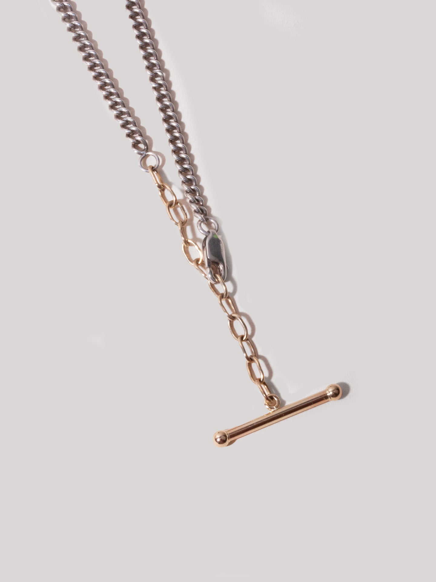 Loren Stewart Industrial Barbell Chain Necklace 14kt YG and Silver 18"