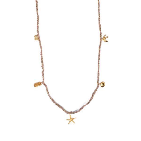 Frida Long Necklace, Five Charms