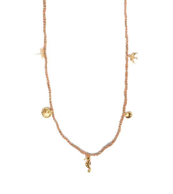 Frida Long Necklace, Five Charms