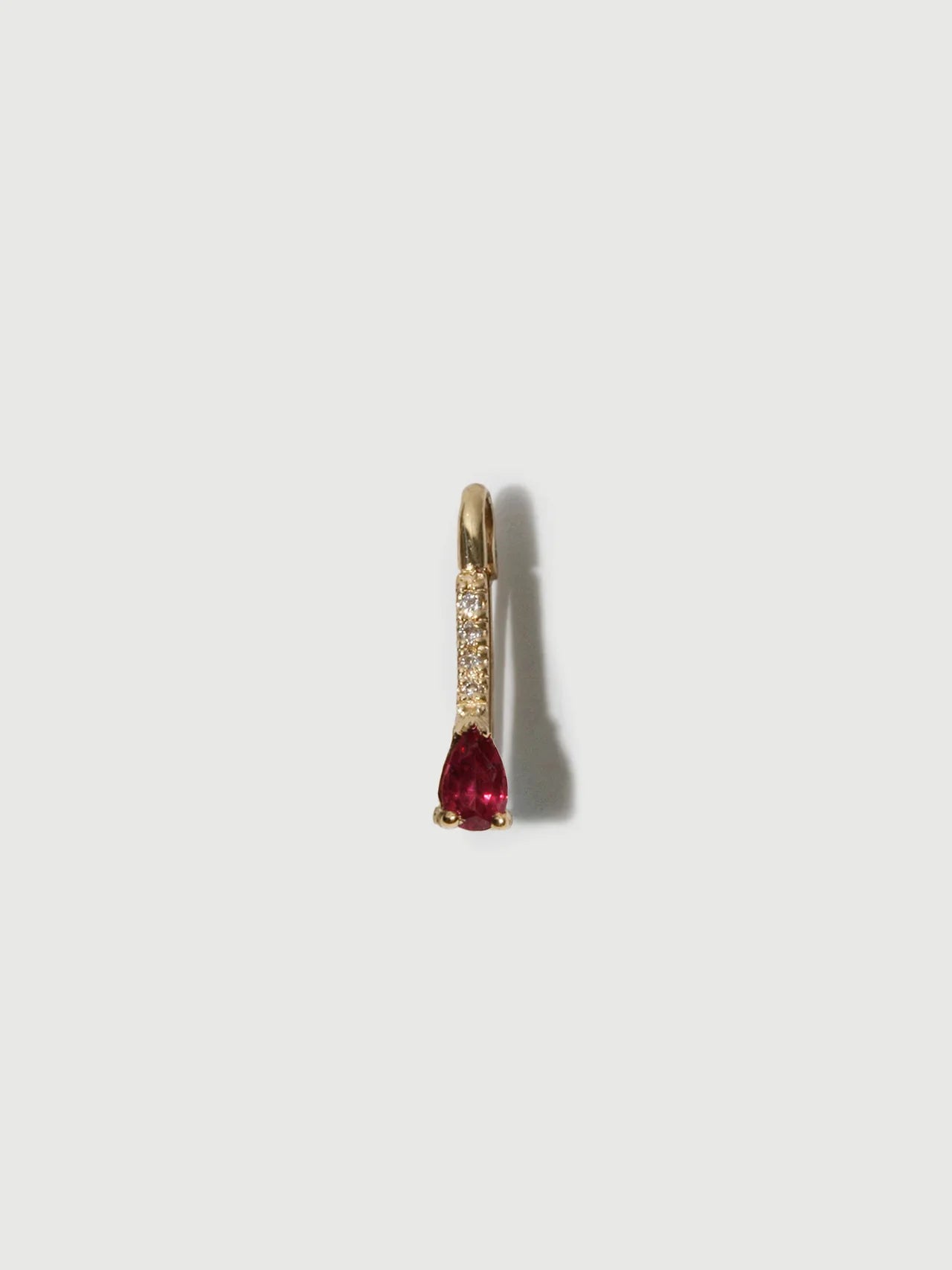 Loren Stewart Single Mini Ruby and Diamond Safety Pin Earring 14kt. YG