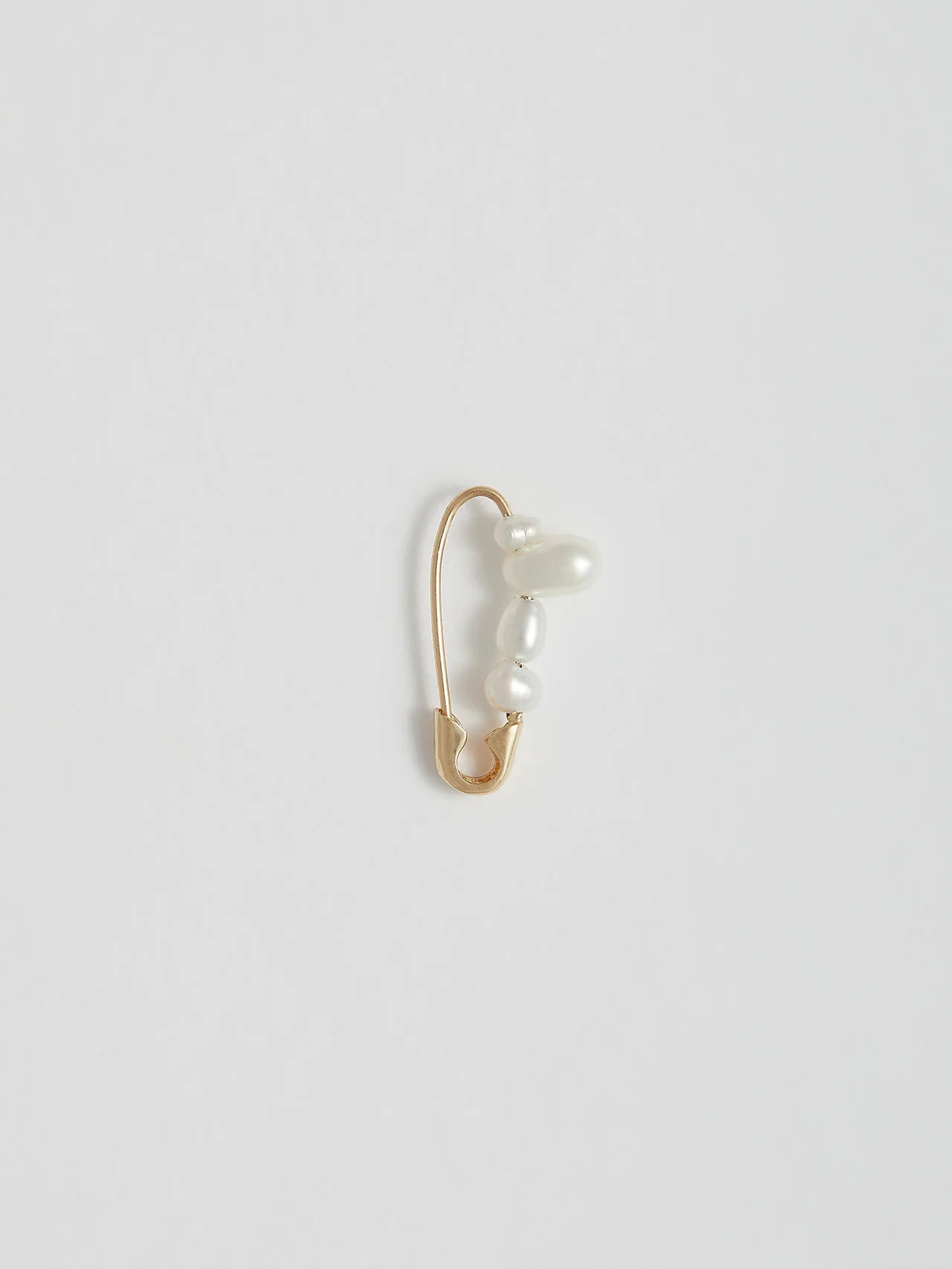 Loren Stewart Single Mini Mixed Size Freshwater Pearl Safety Pin Earring 14kt. YG