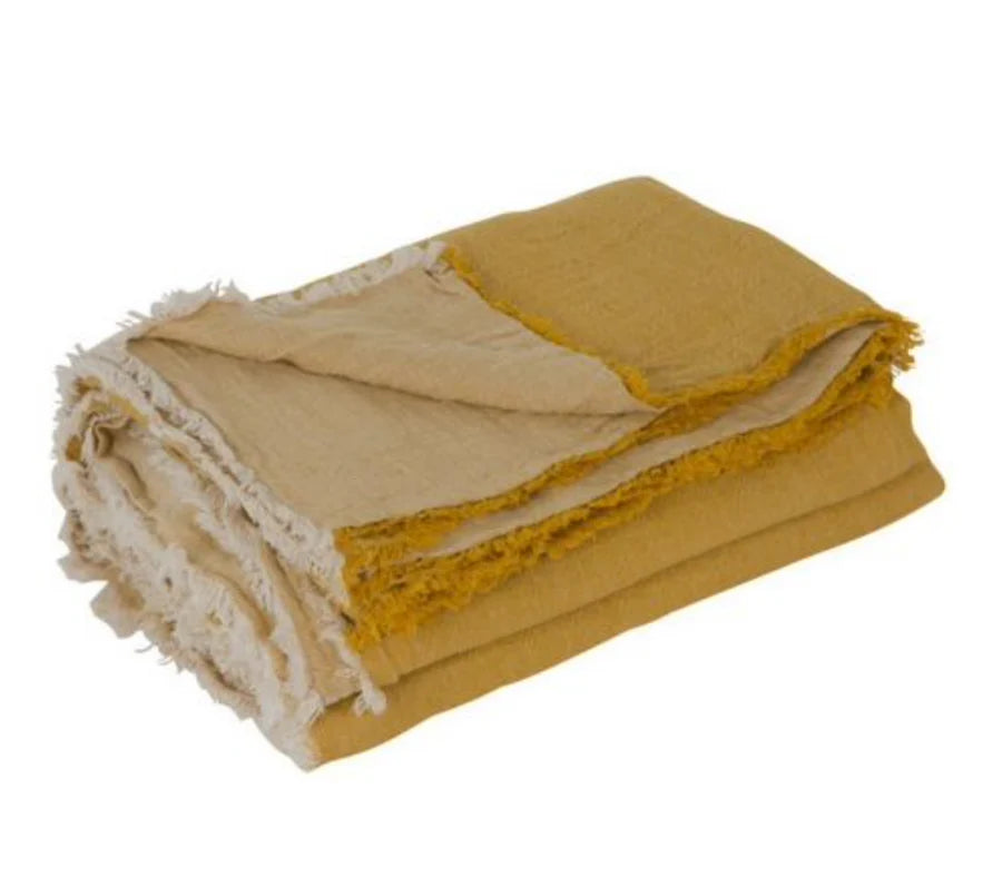 Maison de Vacances Throw Vice Versa Fringed Crumpled Washed Linen