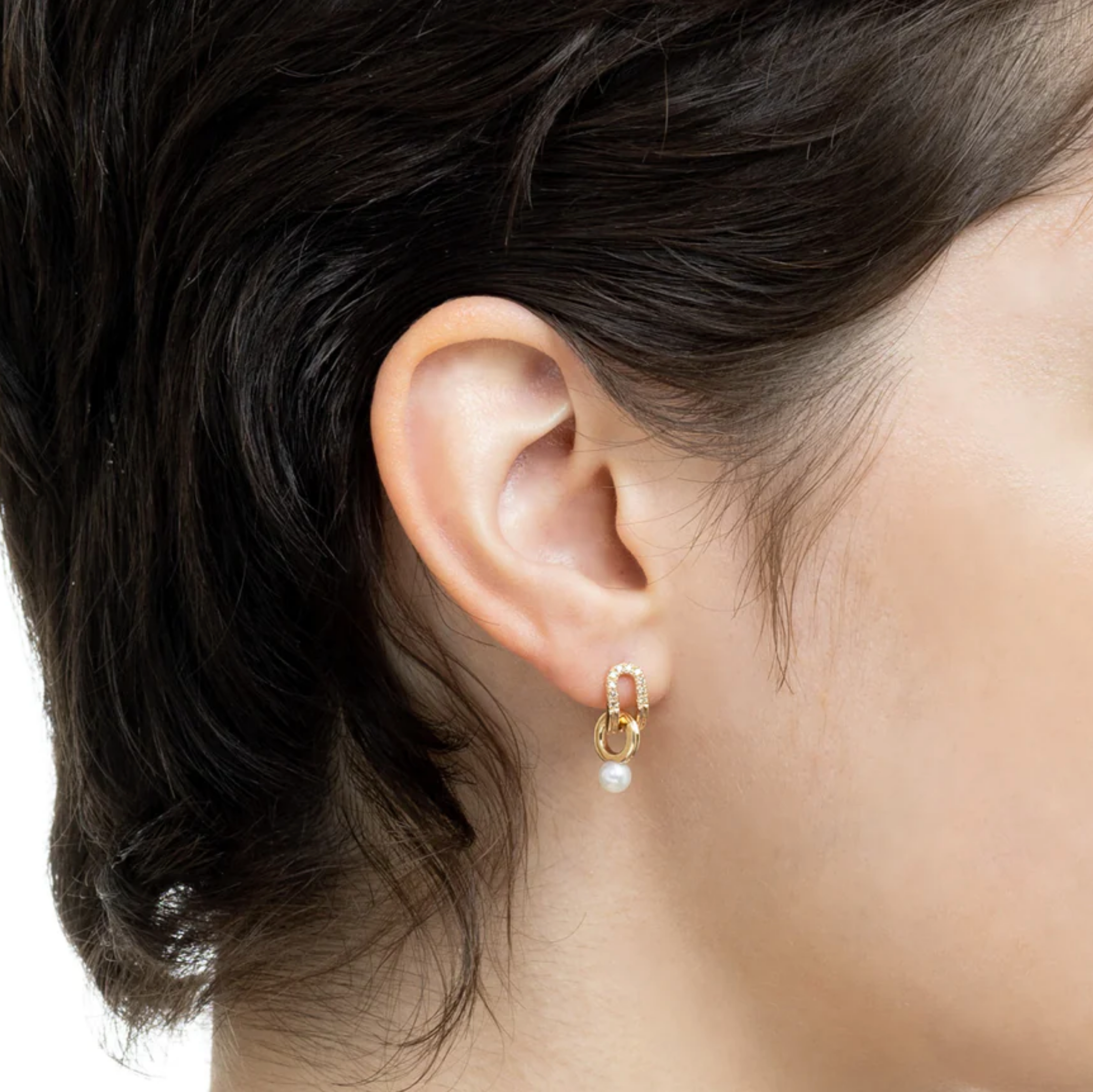 Hirotaka Beluga Oblong Diamond Pearl Earring - Homebody Denver