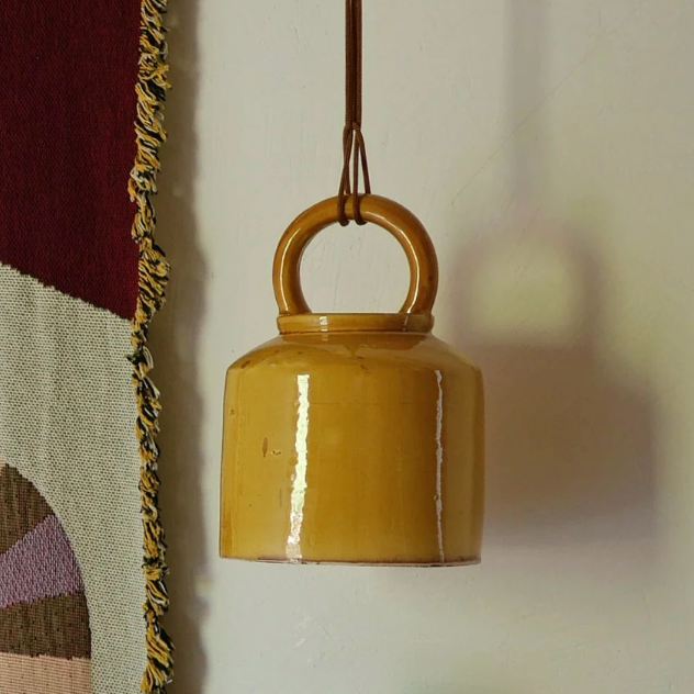 Honore Deco NORI Burnt Yellow Ceramic Pendant Lamp Bell - Homebody Denver