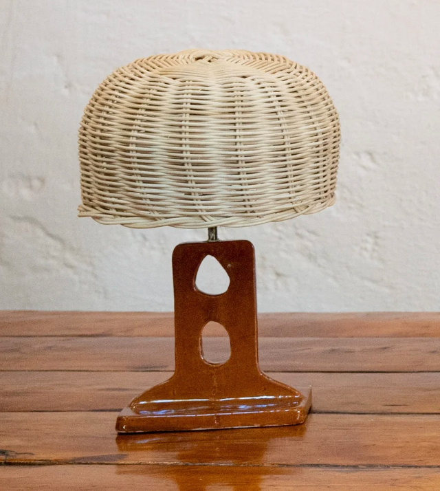 Honore Deco Table lamp MVALLEY M, Caramel Ceramic Base/Rattan Shade - Homebody Denver