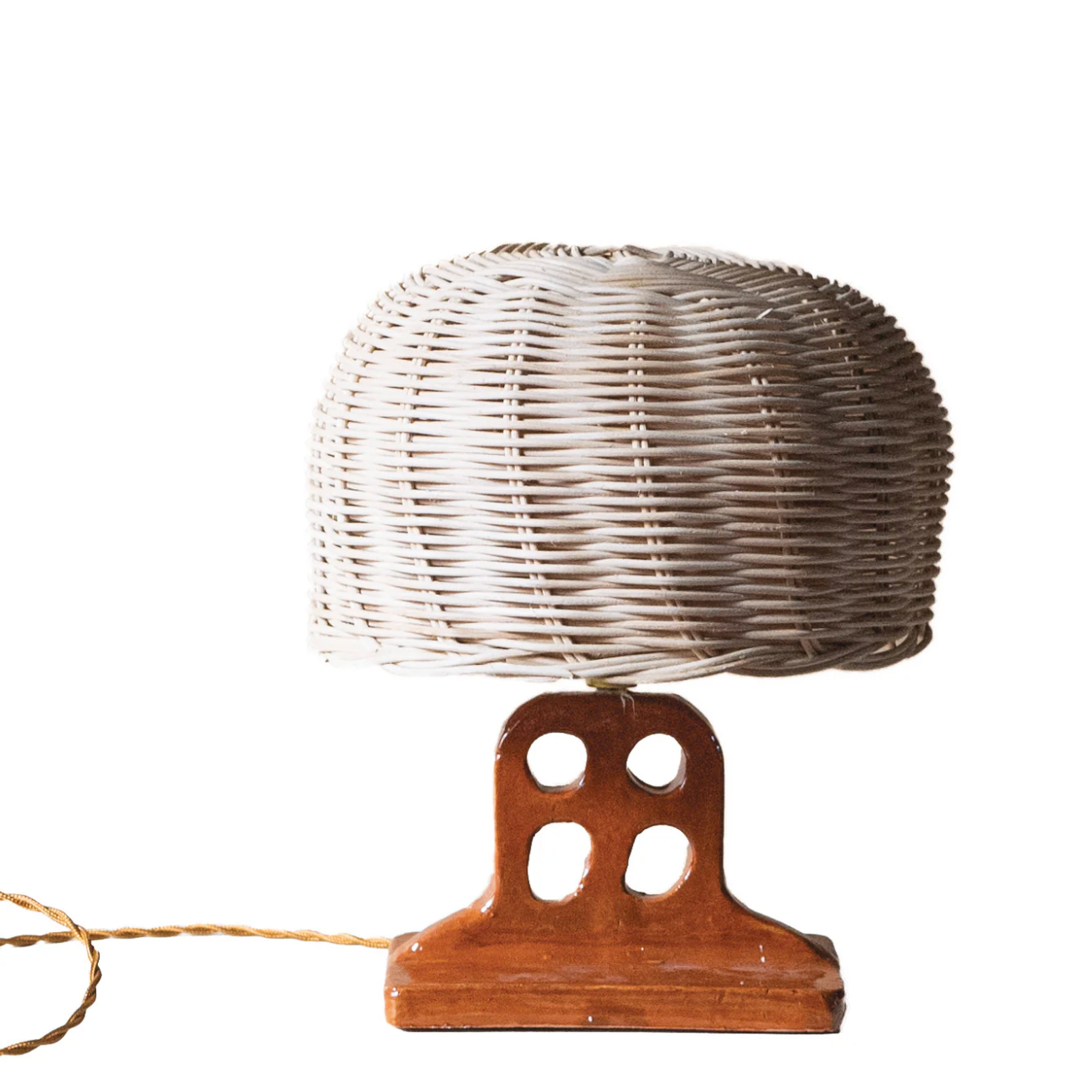 Honore Deco Table lamp MVALLEY S, Caramel Ceramic Base/Rattan Shade - Homebody Denver