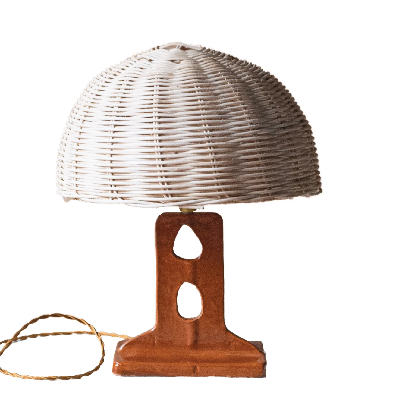 Honore Deco Table lamp MVALLEY M, Caramel Ceramic Base/Rattan Shade - Homebody Denver