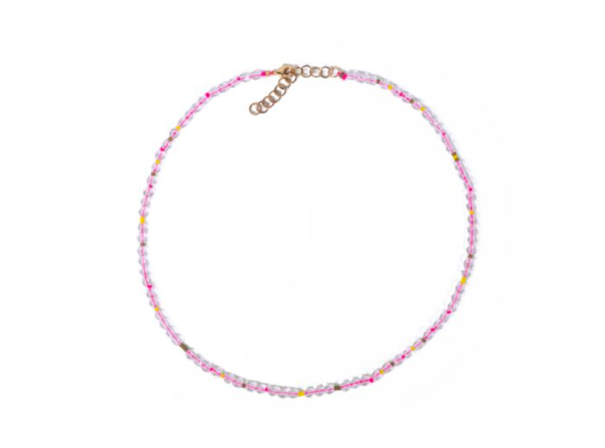 Dragibus Necklace, Crystal and Miyuki Beads on Silk Thread