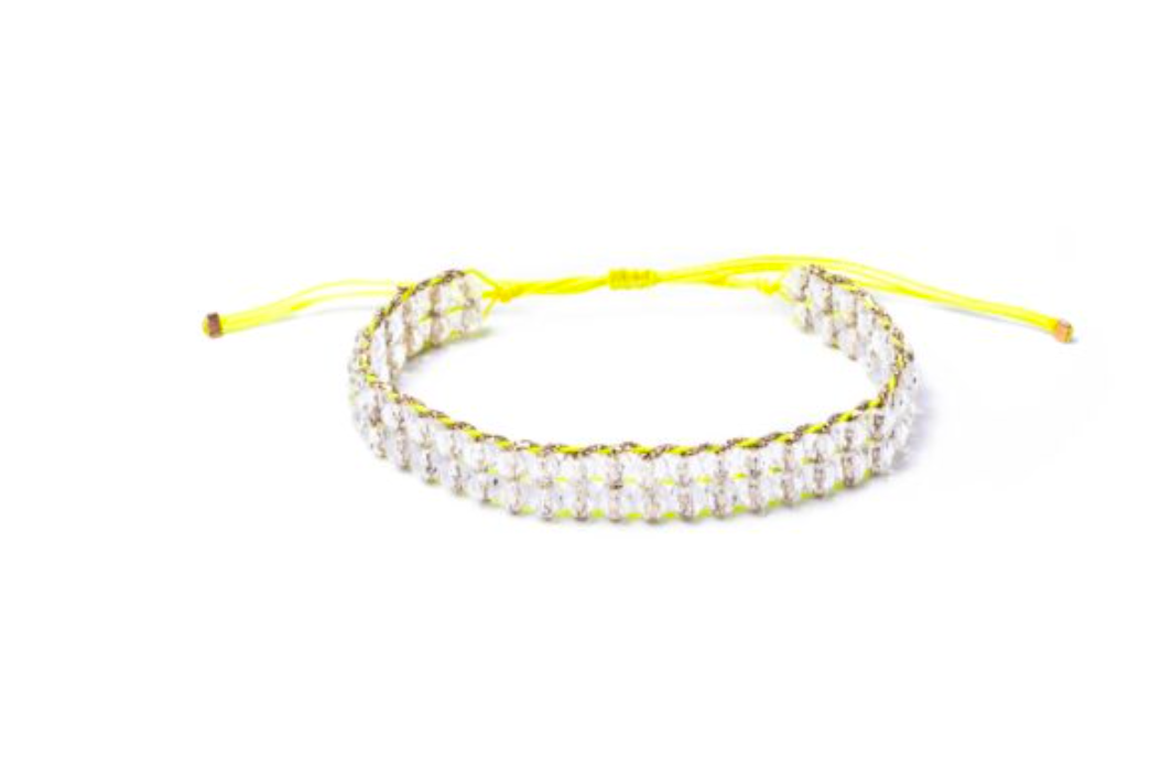 Neon Bracelet with Crystal Beads