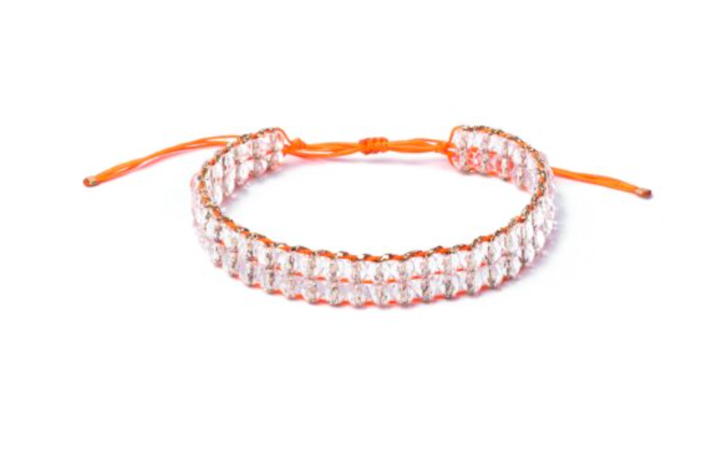 Neon Bracelet with Crystal Beads