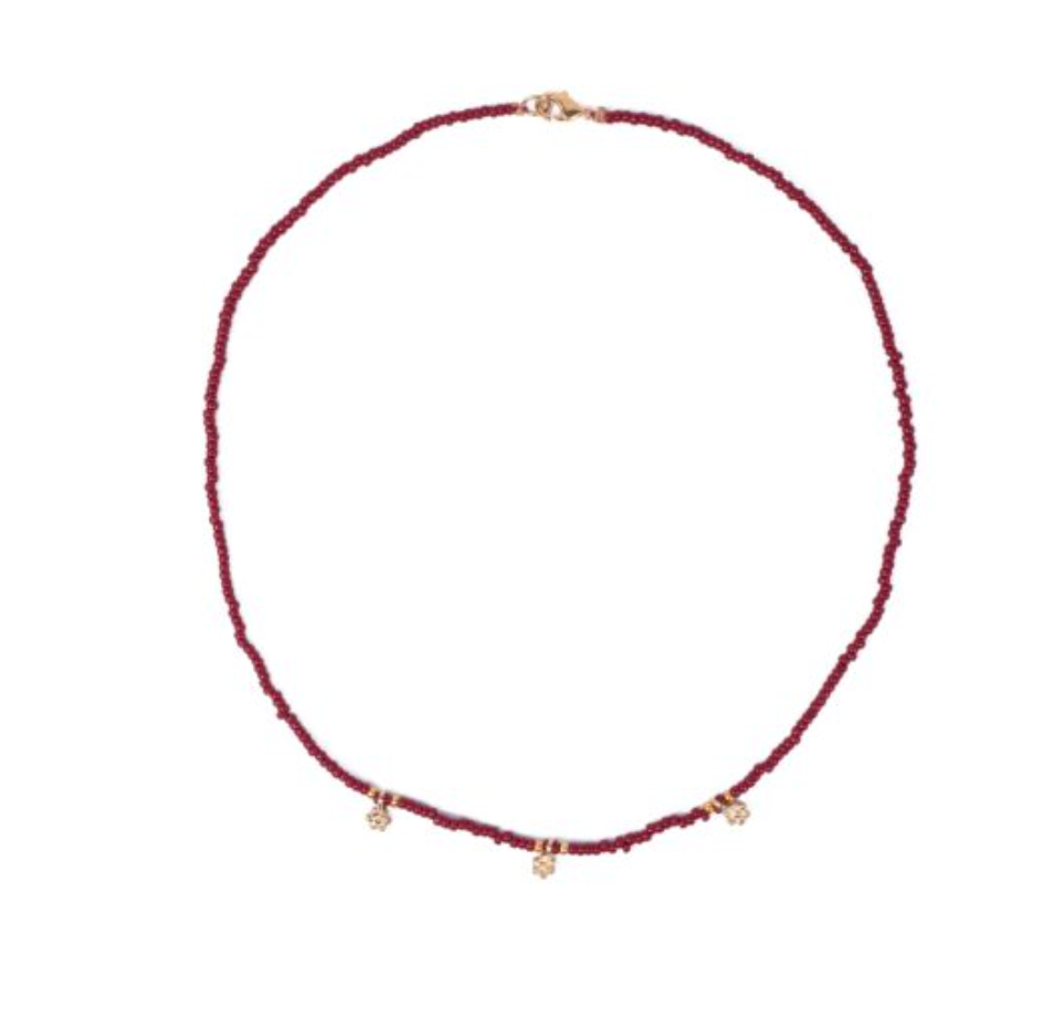 Camélia Necklace, Miyuki Beads and Gold Flower Charms
