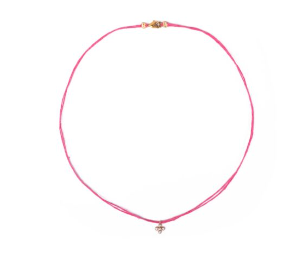 BB Linen Thread Necklace with a Small Zirconian Cross