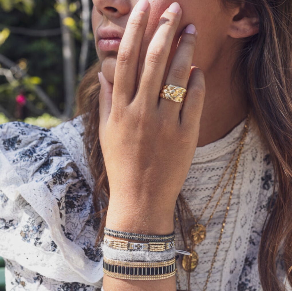 Etincelle Bracelet, 2 Rows Japanese Miyuki Beads