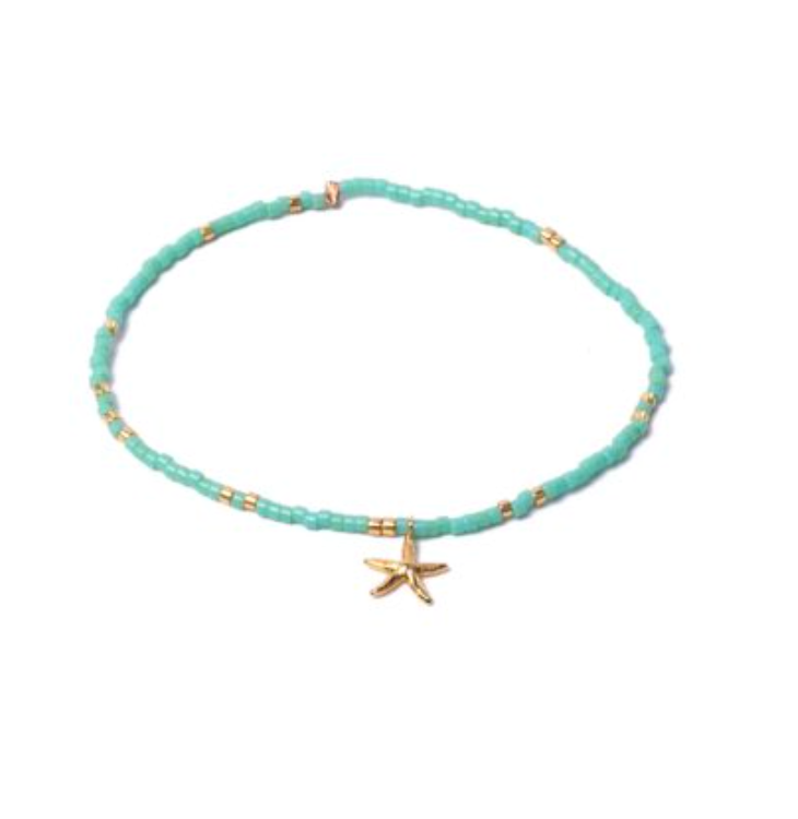 Miyuki Stretchy Beaded Bracelet with Starfish Charm, One Row