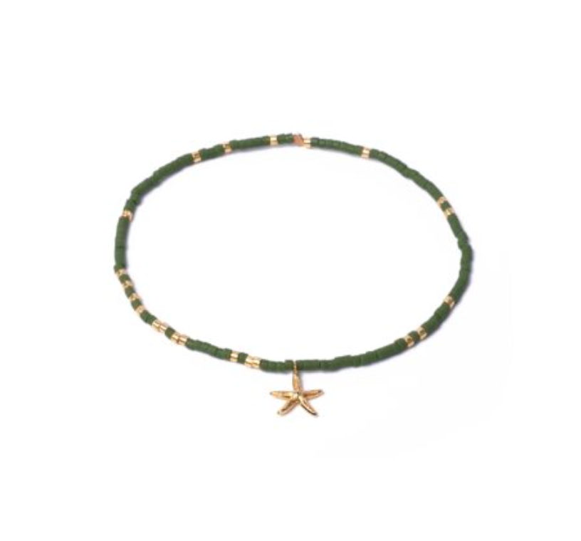 Miyuki Stretchy Beaded Bracelet with Starfish Charm, One Row