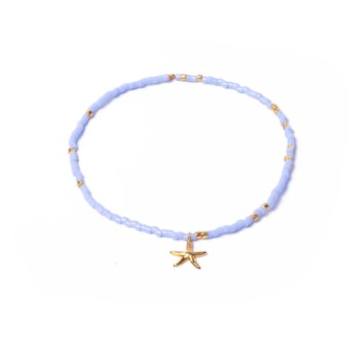 Miyuki Stretchy Beaded Bracelet with Starfish Charm, One Row